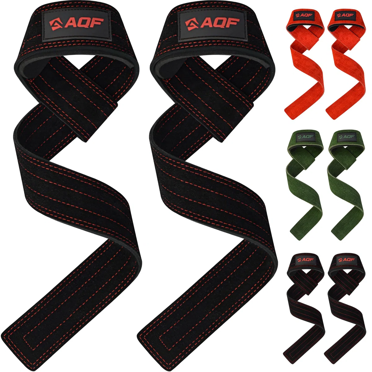 AQF Straps Gym - Correas de Levantamiento de Pesas - 100% Suede Leather Lifting Straps para Entrenamiento de Fuerza de Leso Pesado - Ejercicios Gimnasio Accesorios Fitness Mujer y Hombre