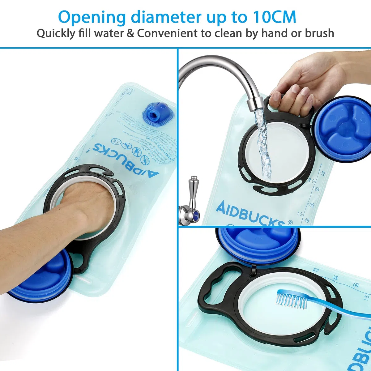 AIDBUCKS Bolsa De Agua para Mochila Hidratación 2 Depósito De Dgua Portátil TPU Libre de BPA Tubo Desmontable Apertura Grande Bolsa Hidratación para Ciclismo Senderismo Excursionismo Camping
