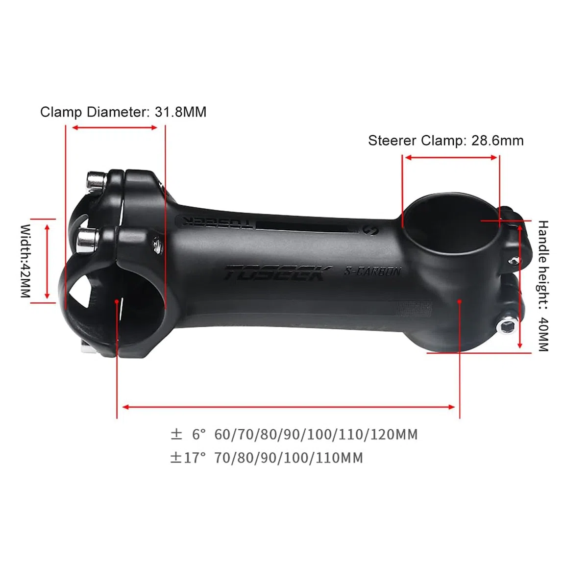 PLATT Vástago de Manilar de Bicicleta de Montaña Aleación de Aluminio 31.8mm para Ciclismo Bici BMX MTB
