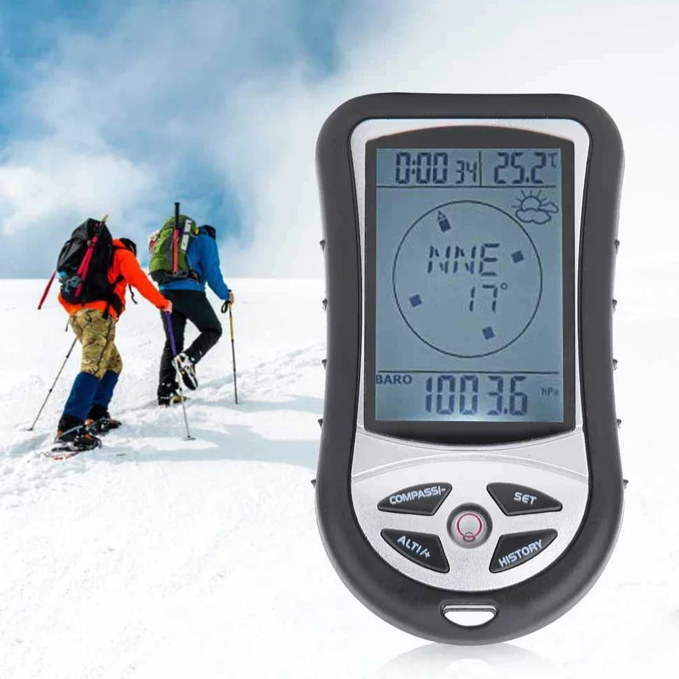 MAGT Altímetro, Medidor de Altitud Portátil 8 en 1 Altimètre Brújula Baromètre Thermomètre para Exteriores Medidor de Altitud Multifuncional para Viajar Escalada