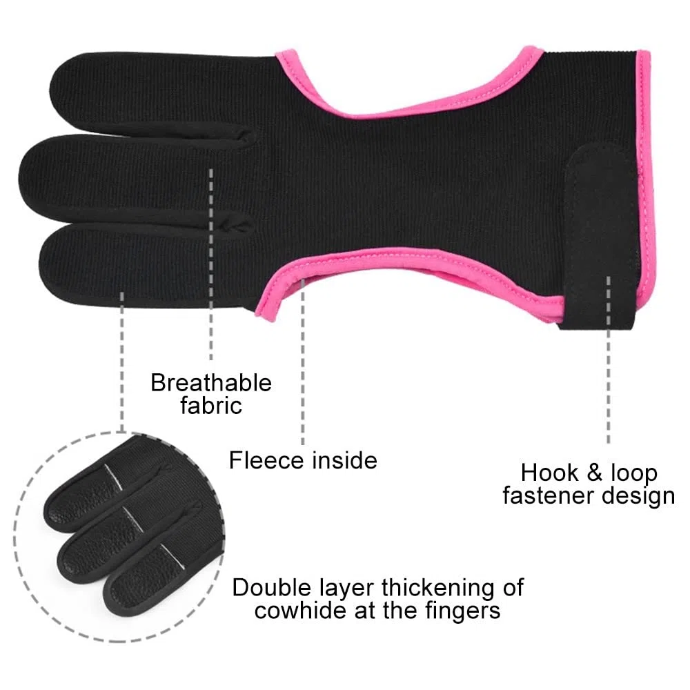 MiOYOOW Protector de dedos de tiro con arco, accesorios de tiro con arco de protección de tres dedos transpirables y antideslizantes con un diseño grueso para principiantes experimentados