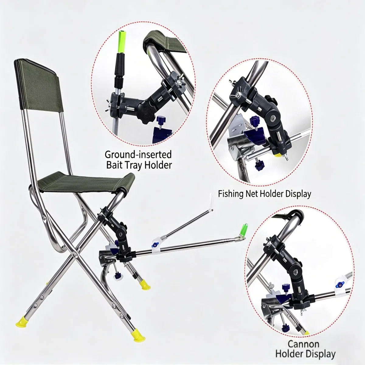 2 Pieza Soporte Cañas De Pescar, Multifunción Soporte Giratorio para Paraguas, Soporte para Cañas, Paraguas, Bicicleta, Cochecito, Silla