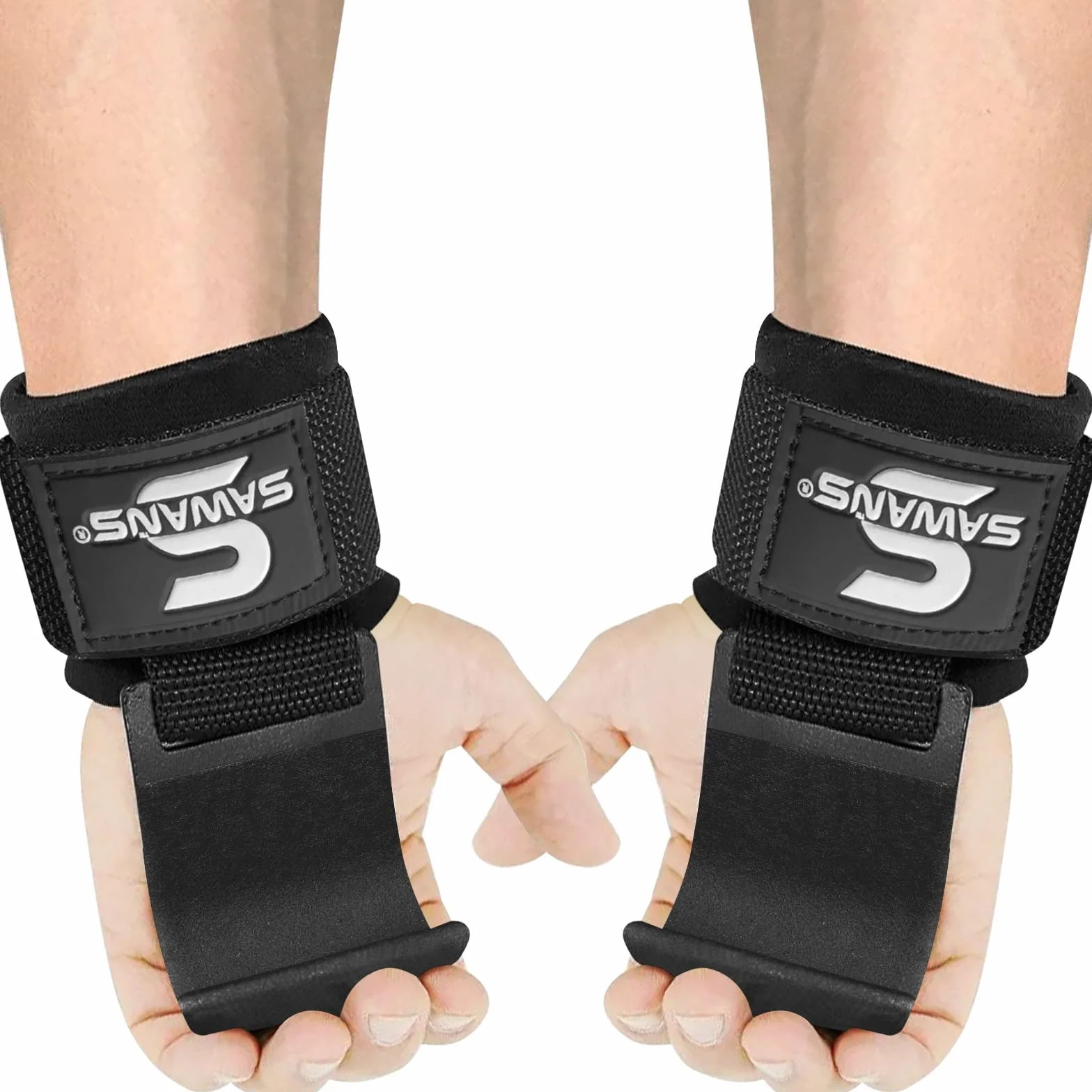 SAWANS Ganchos de elevación Antideslizantes Recubiertos de Acero sólido de Neopreno Grueso Acolchado para la muñeca, Barra de Fitness, Equipo de Entrenamiento de Fuerza
