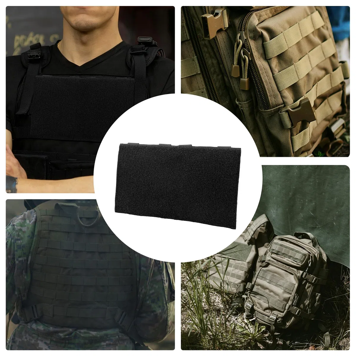 Molle Panel Hook Pad táctico moral – Tactische Morale Patches Board Hook Pad 25 x 15 cm, adaptador de Molle para mochila o chaleco táctico, parche de superficie de para mochila, parche de parche