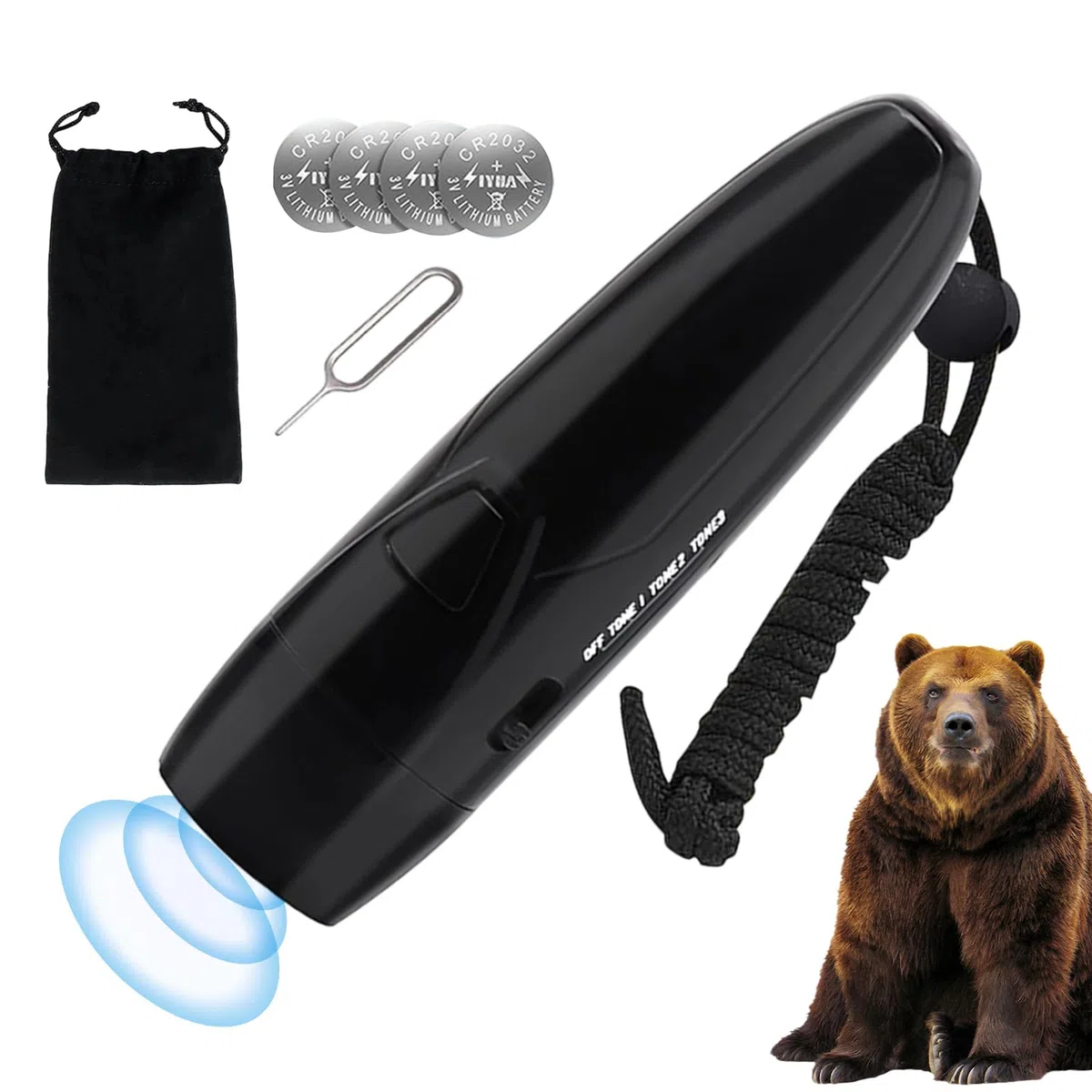 Bocina de aire para osos | Suministros de seguridad de pesca eléctrica de 125 dB - Cuerno de oso de defensa personal, para excursionistas, pescadores, dueños de perros, senderismo