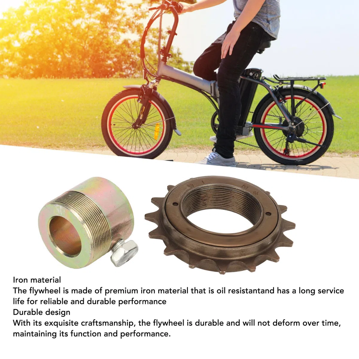 Asixxsix Rueda 16T, Rueda de Hierro para Bicicleta de una Velocidad Kit de Adaptador de Rueda Duradero con Adaptador de 20mm para triciclos eléctricos Motocicletas Karts