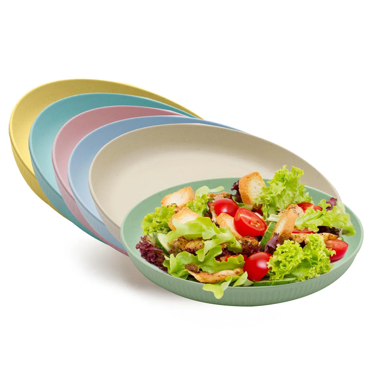 HENGBIRD Platos de Plástico, 6 Unidades, 23 cm, Calidad de Camping, para Niños, Ensaladas, Pasta y Fiestas