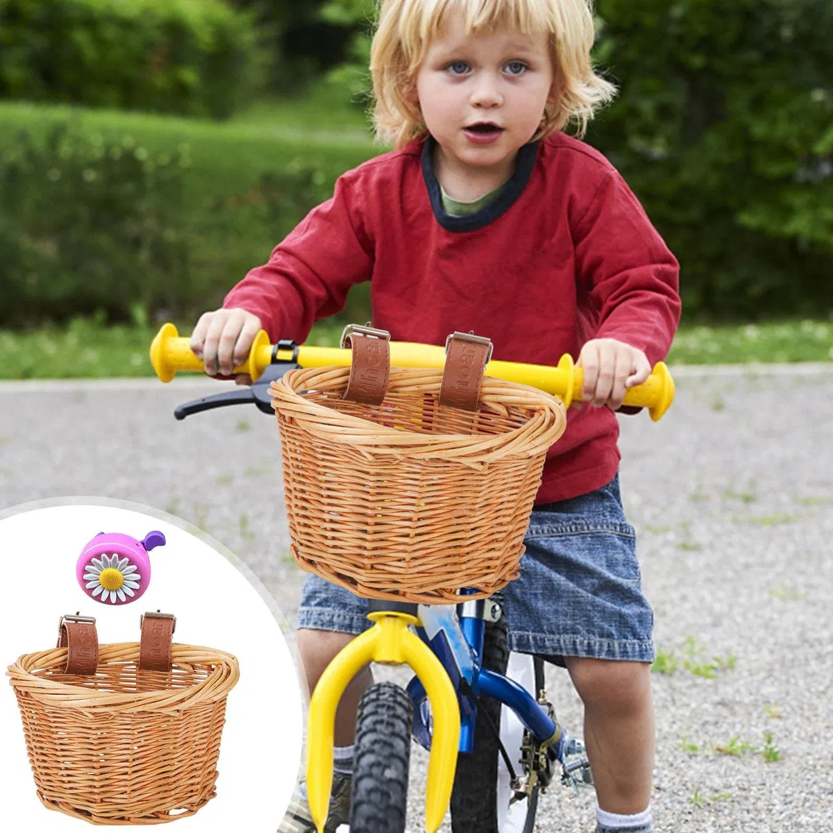 Bicicleta para niños Conjunto serpentinas Bicicleta para niñas Manillar Bicicleta para niños Mimbre Serpentinas Bicicleta Campana y Pegatinas Bicicleta