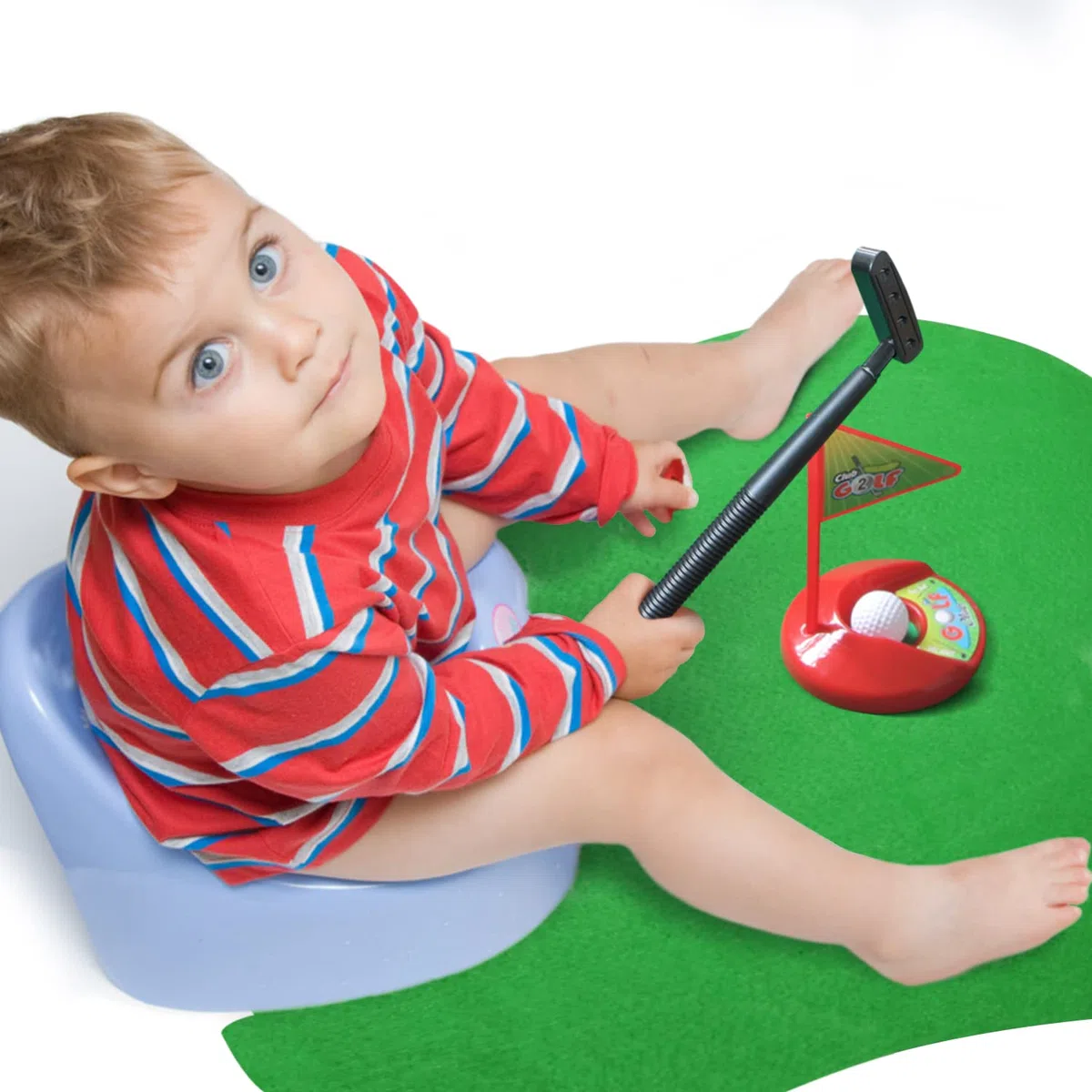 Novelty Place Juego de golf para inodoro, práctica de mini golf en cualquier baño/baño, día del padre, elefante blanco, Navidad, San Valentín, regalos divertidos de broma