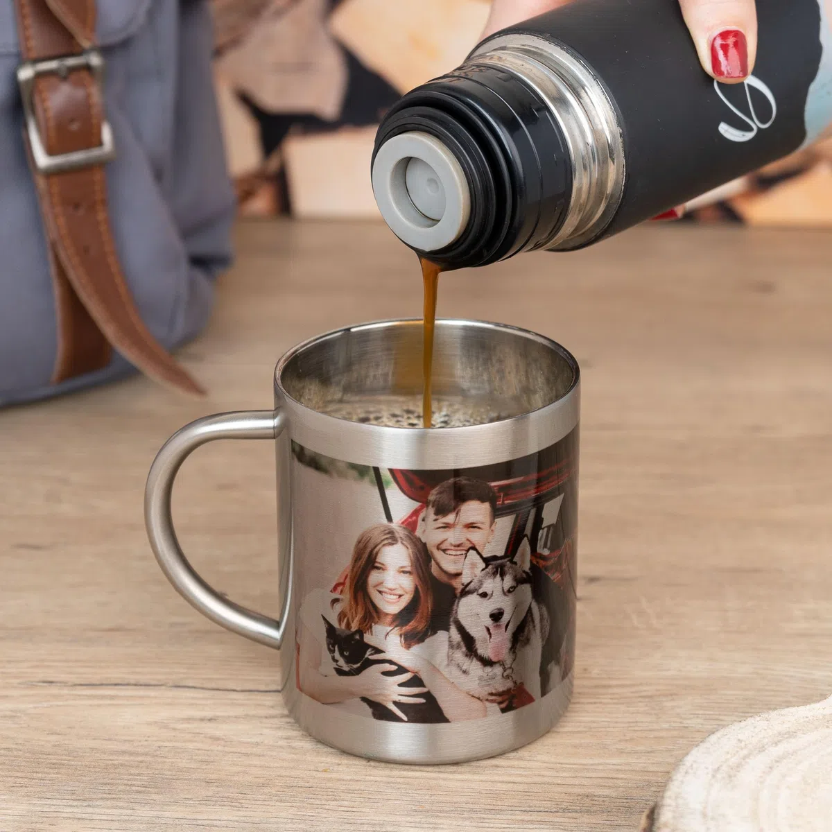 Wanapix | Taza de Acero Impresa de 20 cl. de Capacidad | Personalizada mediante Impresión a Color | Taza Pequeña para Camping y Montaña | Impresa con cualquier Texto o Imagen