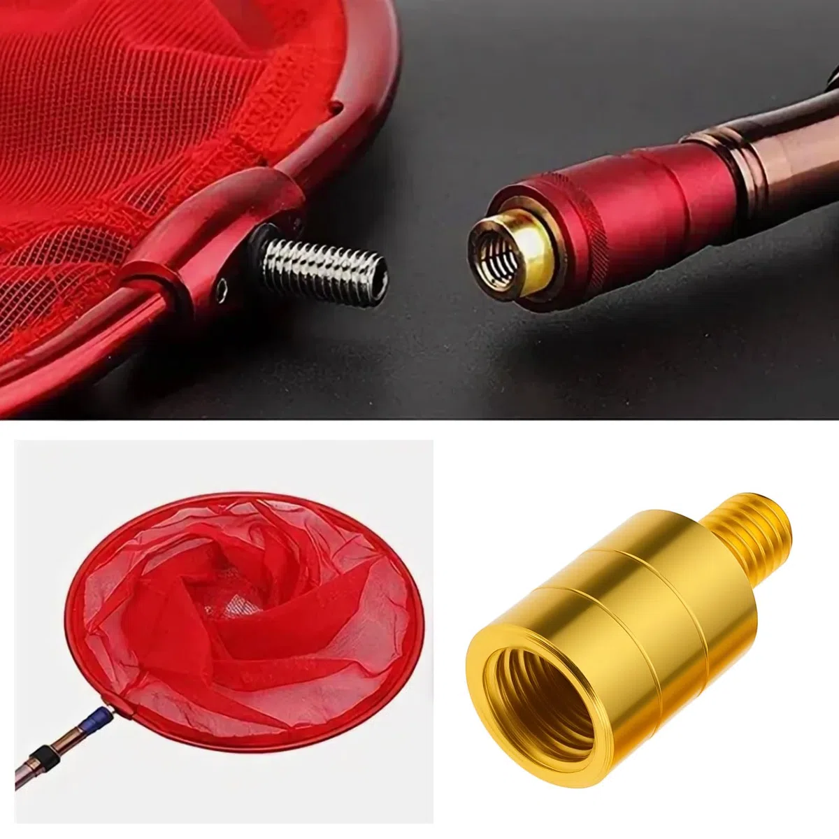 Conector de Mango de Red de Aterrizaje de Pesca de 4 Piezas para Caña de Pescar Convertida en Red de Aterrizaje de Pesca