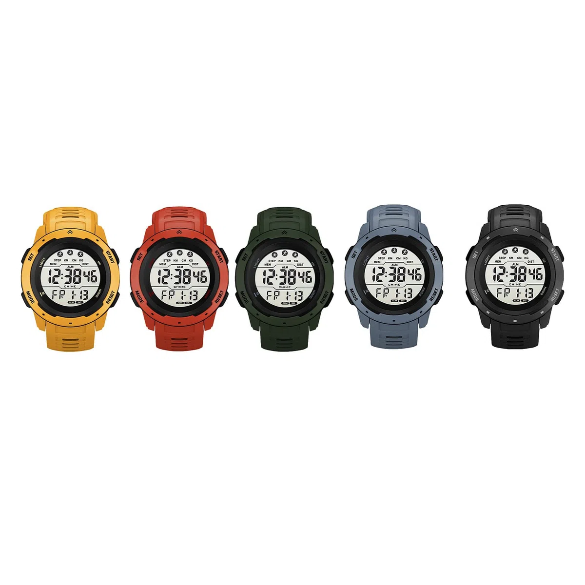 Tbest Reloj Deportivo Digital Multifuncional, Resistente Al Agua, Temporizador Luminoso, Reloj Deportivo para Hombre para Correr Al Aire Libre