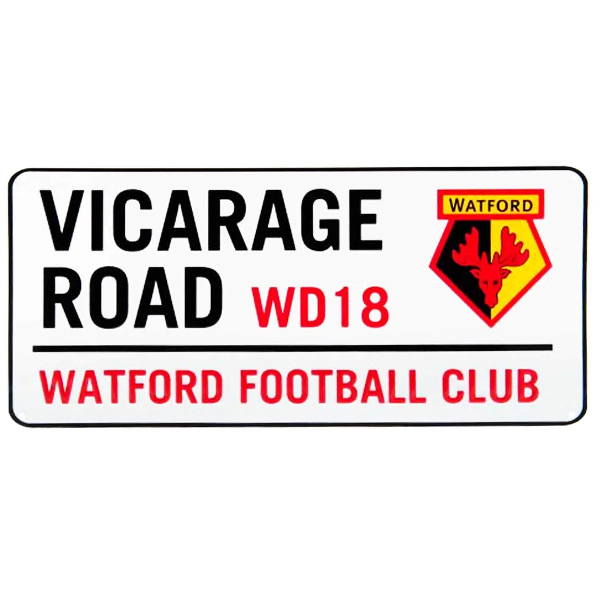 Señal de metal oficial de Watford FC Vicarage Road (40 cm x 18 cm)
