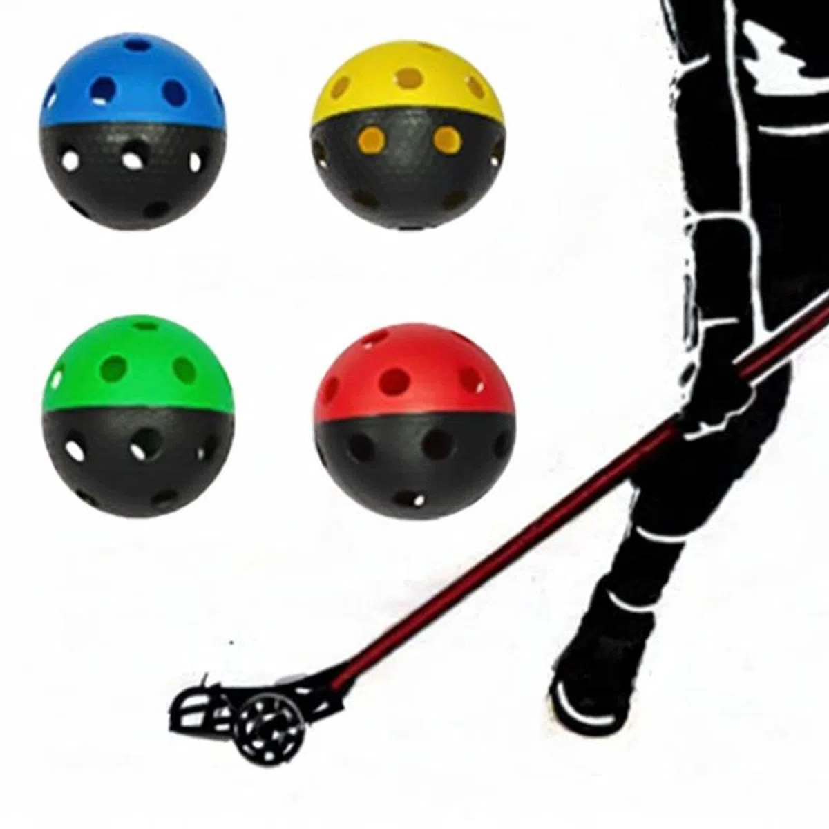 4 Bolas de Floorball Unihockey, Ligeras, 26 Agujeros, Pelotas Huecas de competición, Floorballs para Equipos de Juego, Gimnasio al Aire Libre