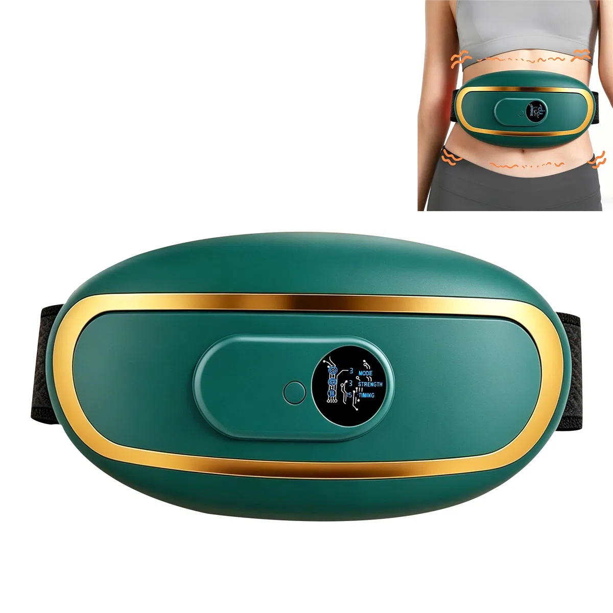 Máquina de masaje de barriga, Cinturón De Adelgazamiento De Masaje, Incluye modos de calor y vibración para aliviar la fatiga, apto para el abdomen, la cintura y la espalda