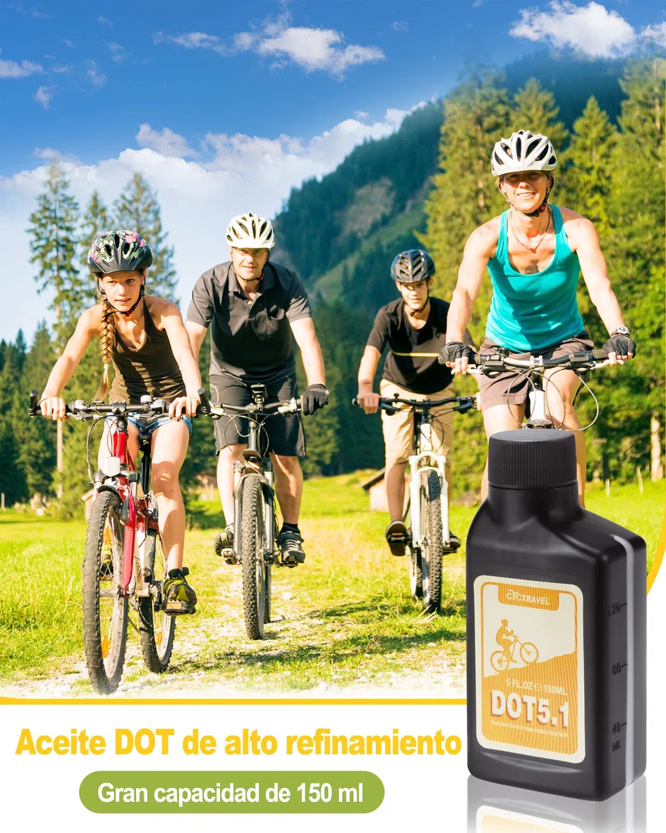 Kit Purgado Frenos para Frenos de Disco Hidráulicos Sram, Avid. Kit Purgado Frenos Hidráulicos para Bicicleta Que Incluye Adaptadores de Metal y 150 ml de Líquido de Frenos Dot 5.1
