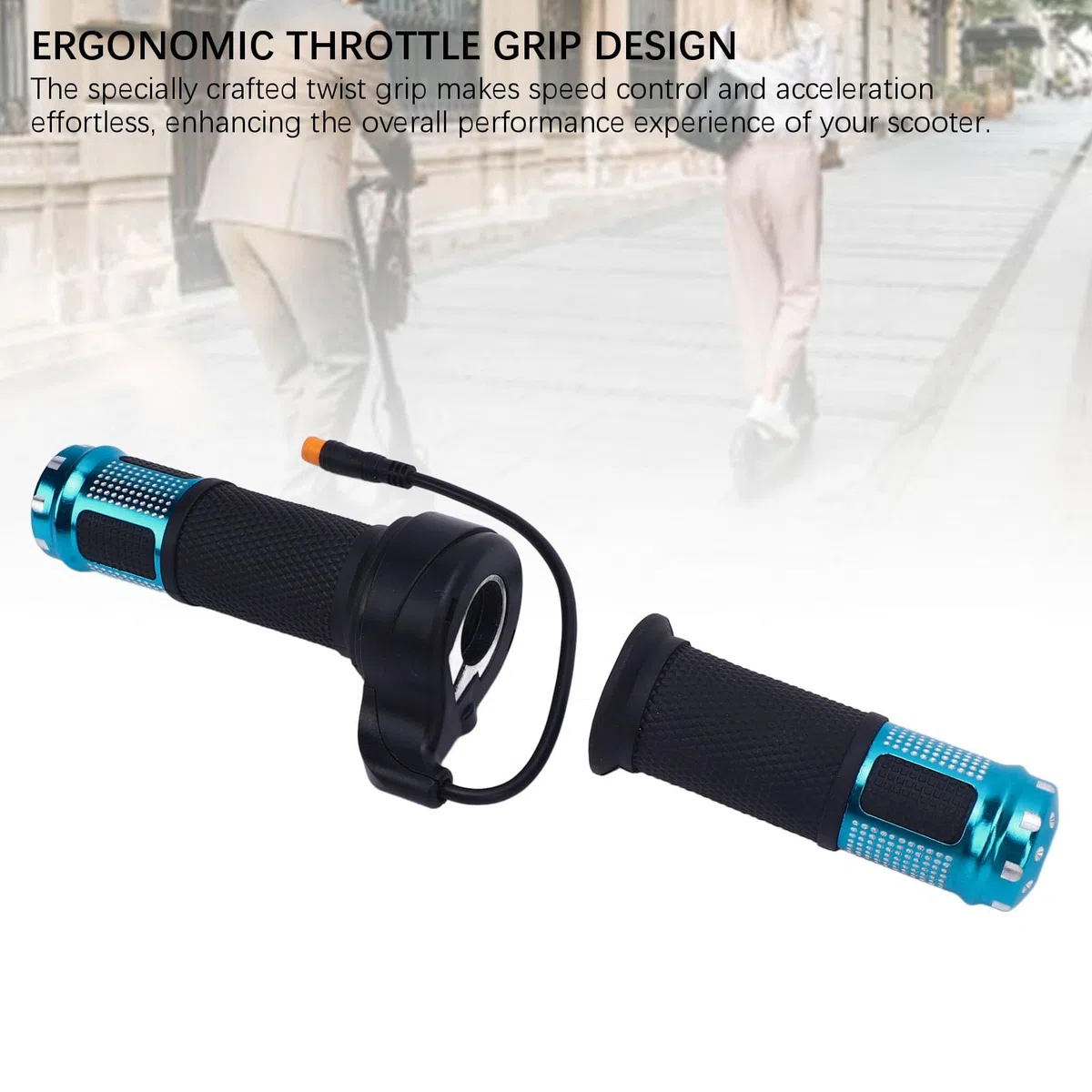 lyrlody Mango de gas para scooter eléctrico, aleación de aluminio impermeable y mango giratorio ABS con pantalla de voltaje de batería LCD, para SmartGyro KuKirin Feimi Scooter Eléctrico