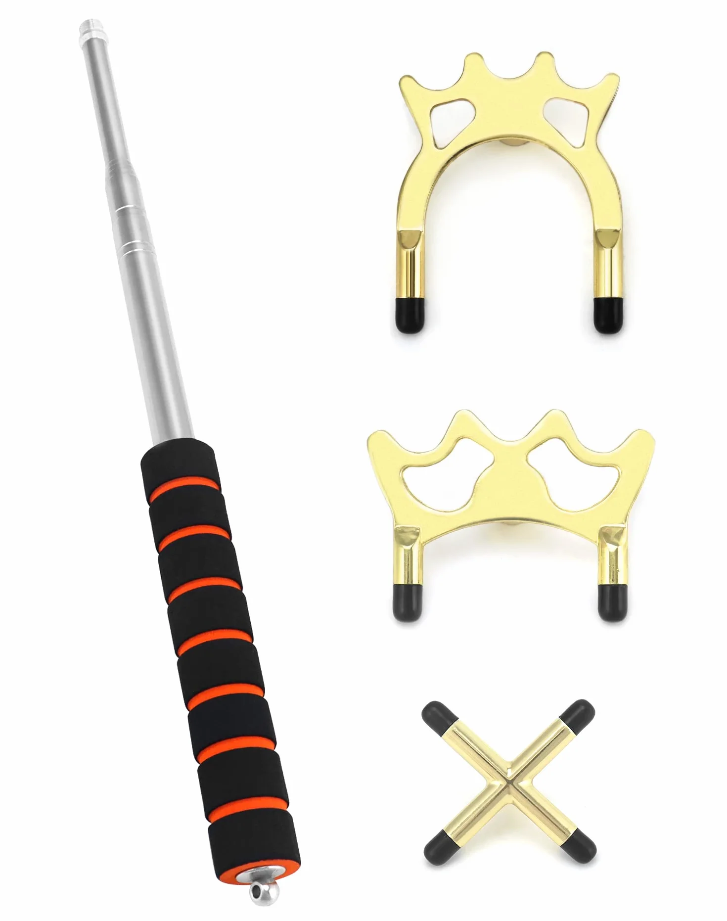 QWORK Puente para Tacos de Billar Retráctil 35~150 cm con 3 Cabezas de Latón Extraíbles