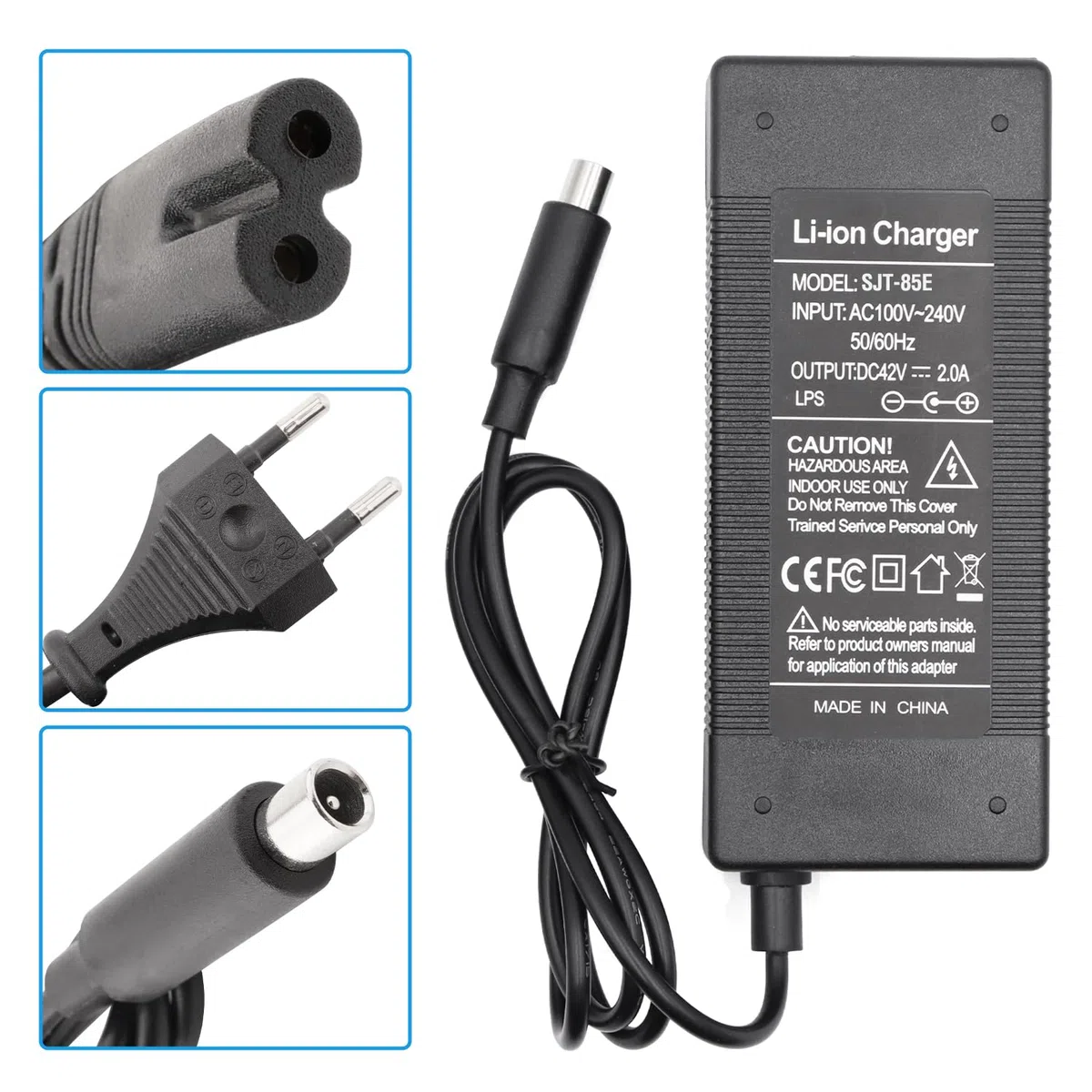 42V 2A Cargador de Batería Patinetes para Xiaomi 1S M365 Lite Pro Pro 2 Mi3 Scooter electrico Bicicleta eléctrica Motocicleta eléctrica Cable Universal 5,5mm 2,1mm