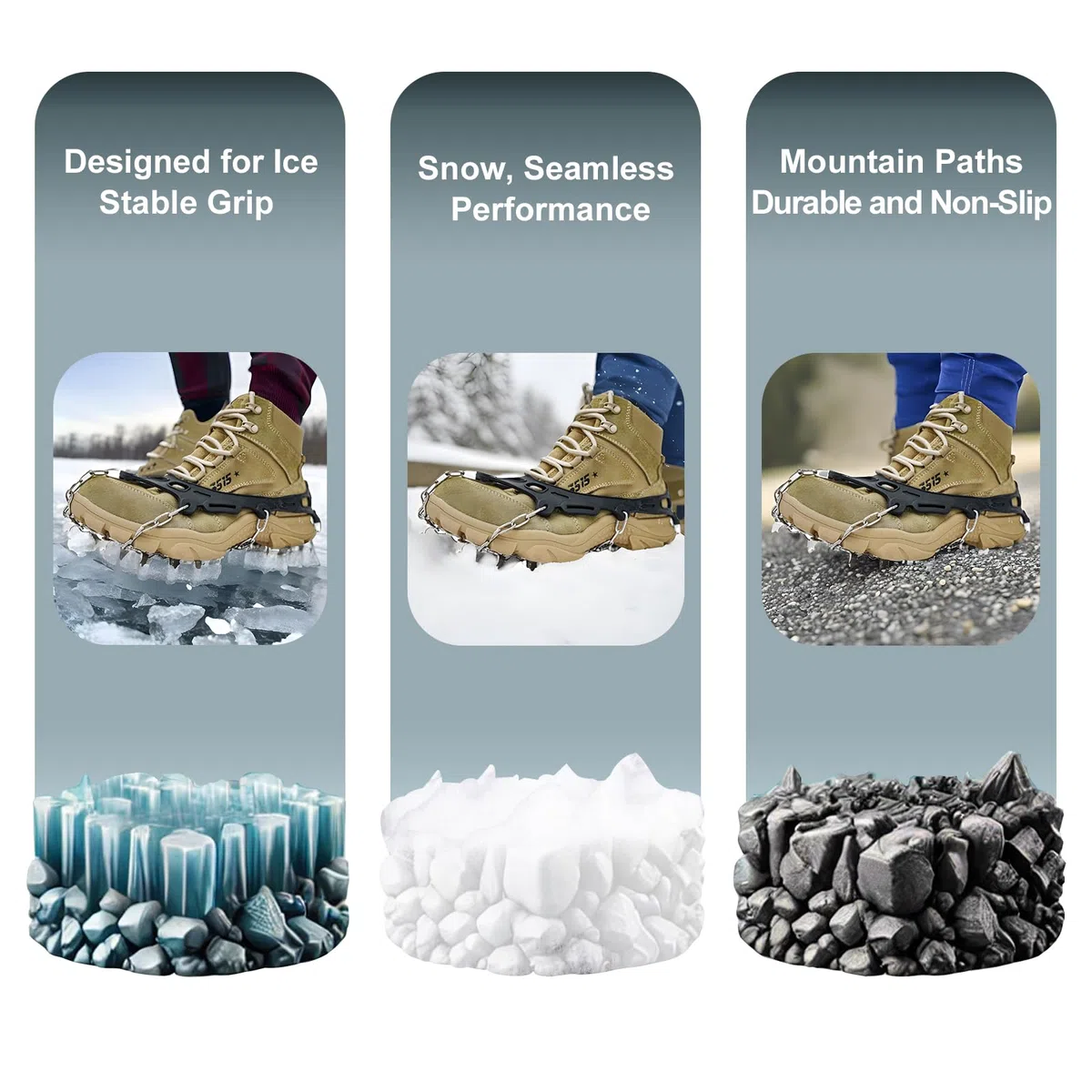 Crampones, Tacos de Hielo para Botas, Zapatos, Pinzas de Silicona de Acero Inoxidable, Pinchos para Zapatos, agarres de tracción para Hielo y Nieve
