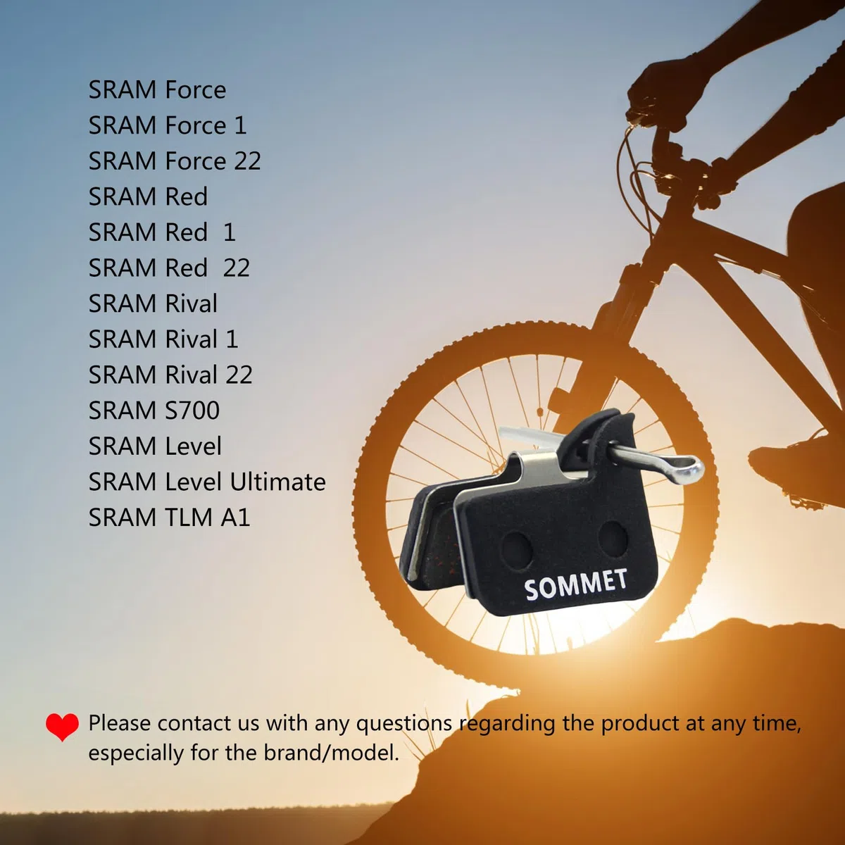 4 Pares SOMMET Pastillas Freno Disco Semi-metálico para SRAM HRD Rival Red Force S700