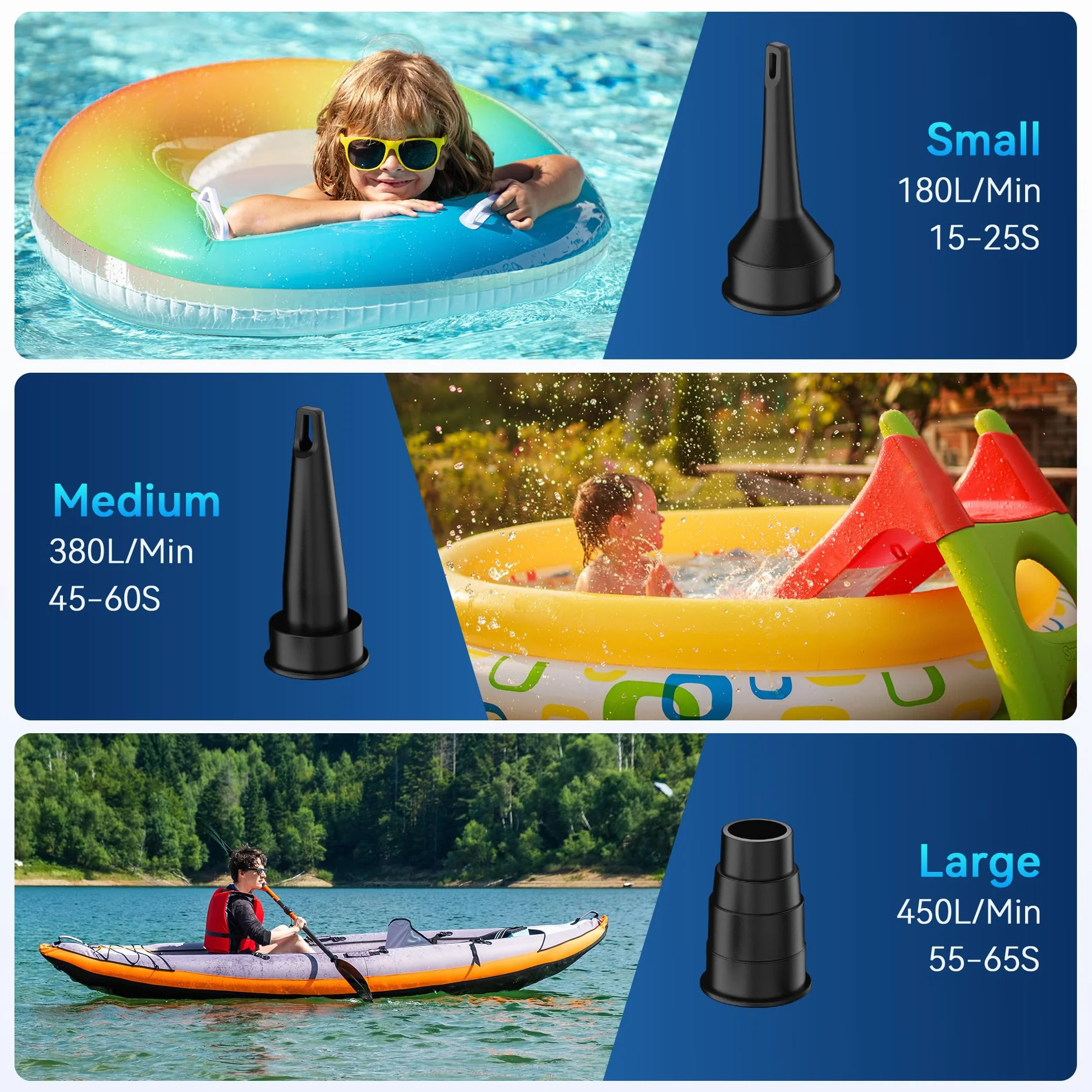 Bomba de Aire eléctrica,Inflador Colchon Hinchable,4000mAh Mini Bomba de vacío portátil con 3 Boquillas,Inflado/Desinflado Rápido, Bomba de Aire Portatil para Piscinas y Colchones de Cama