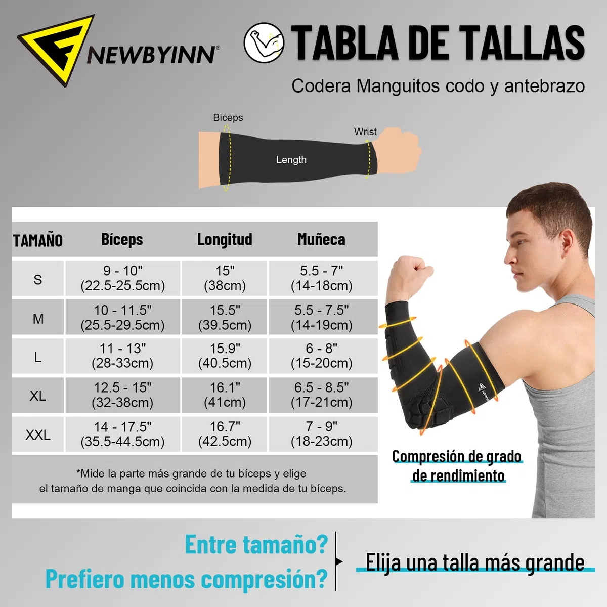 Newbyinn Codera Manguitos codo y antebrazo con acolchado, 2 Piezas, para voleibol, fútbol, baloncesto, futbol americano, balonmano, negro
