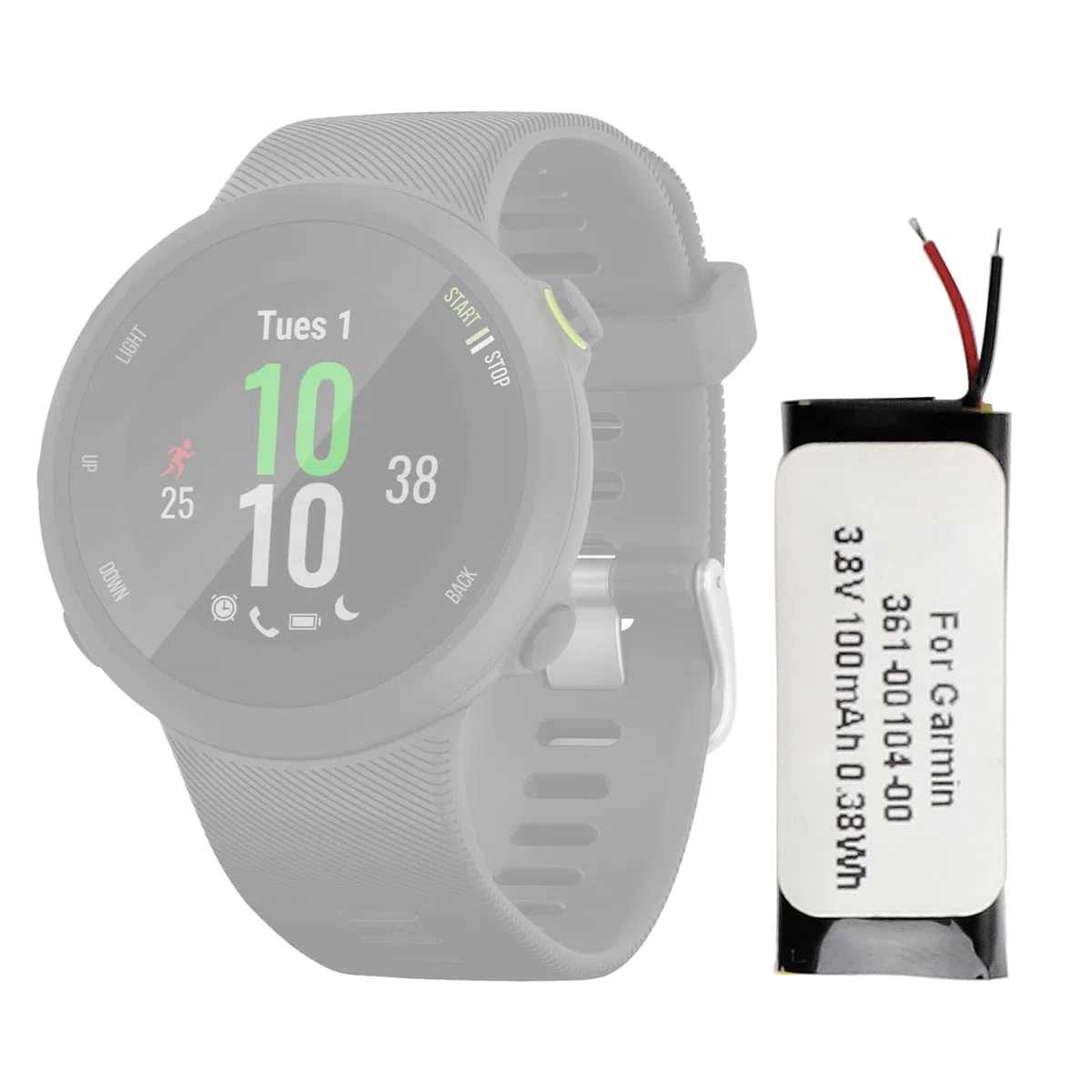 Batería de repuesto para reloj inteligente Gar-min Forerunner 45 Swim2, 100 mAh
