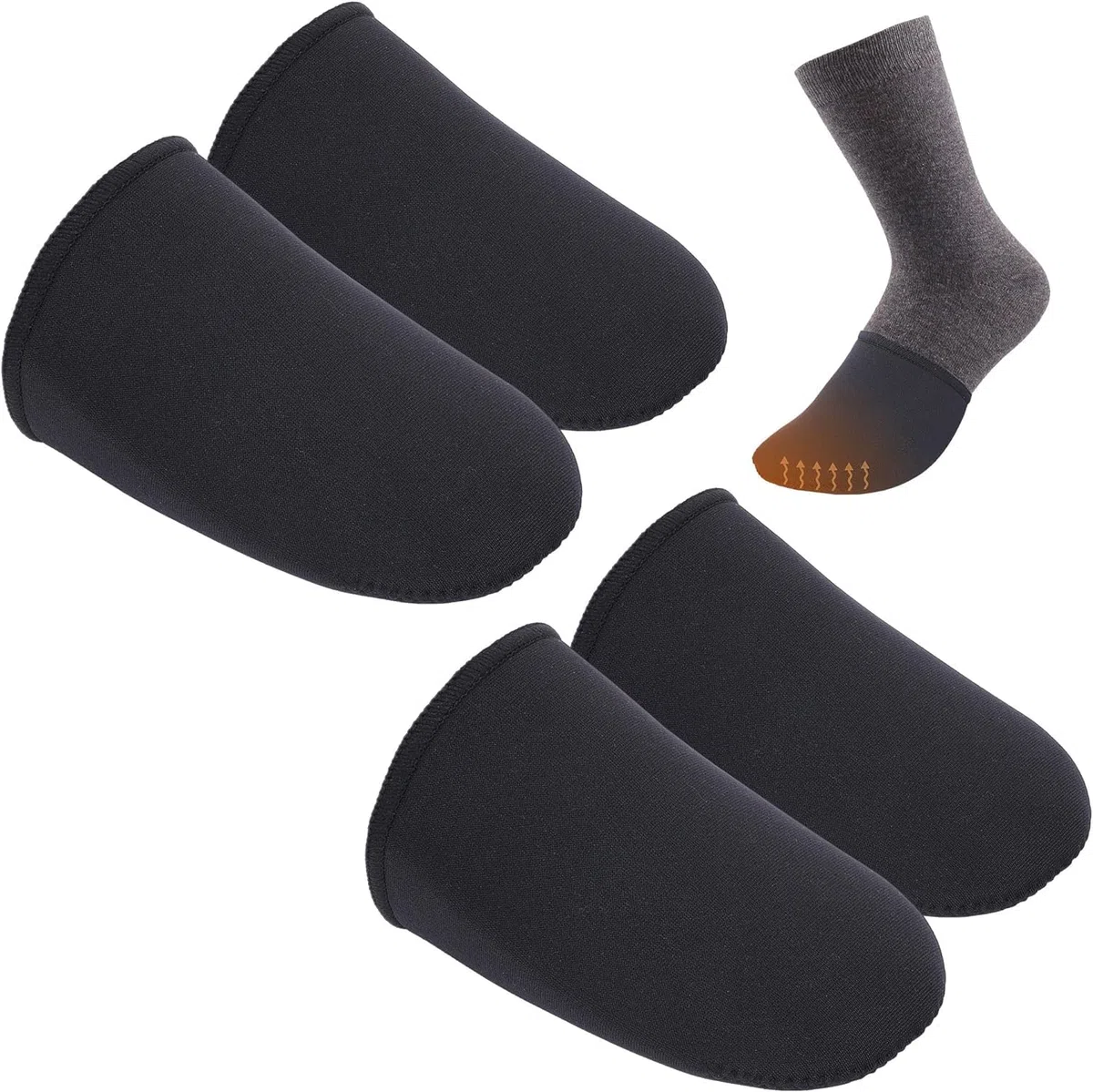 Calentadores de Dedos 2 Pares Calentadores de Pies, 3 mm de Espesor Calentadores Dedos, Unisex Calentadores Pies, Negro Calienta Pies para Esquiar, Escalar, Andar en Bicicleta, Hacer Senderismo