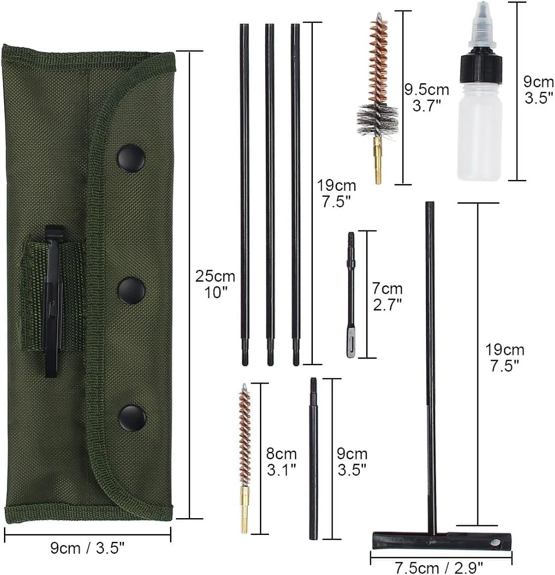 Kit de Limpieza portátil para Rifle de 5,56 mm .223 .22 Cal con Bolsa de Transporte para Caza y Tiro