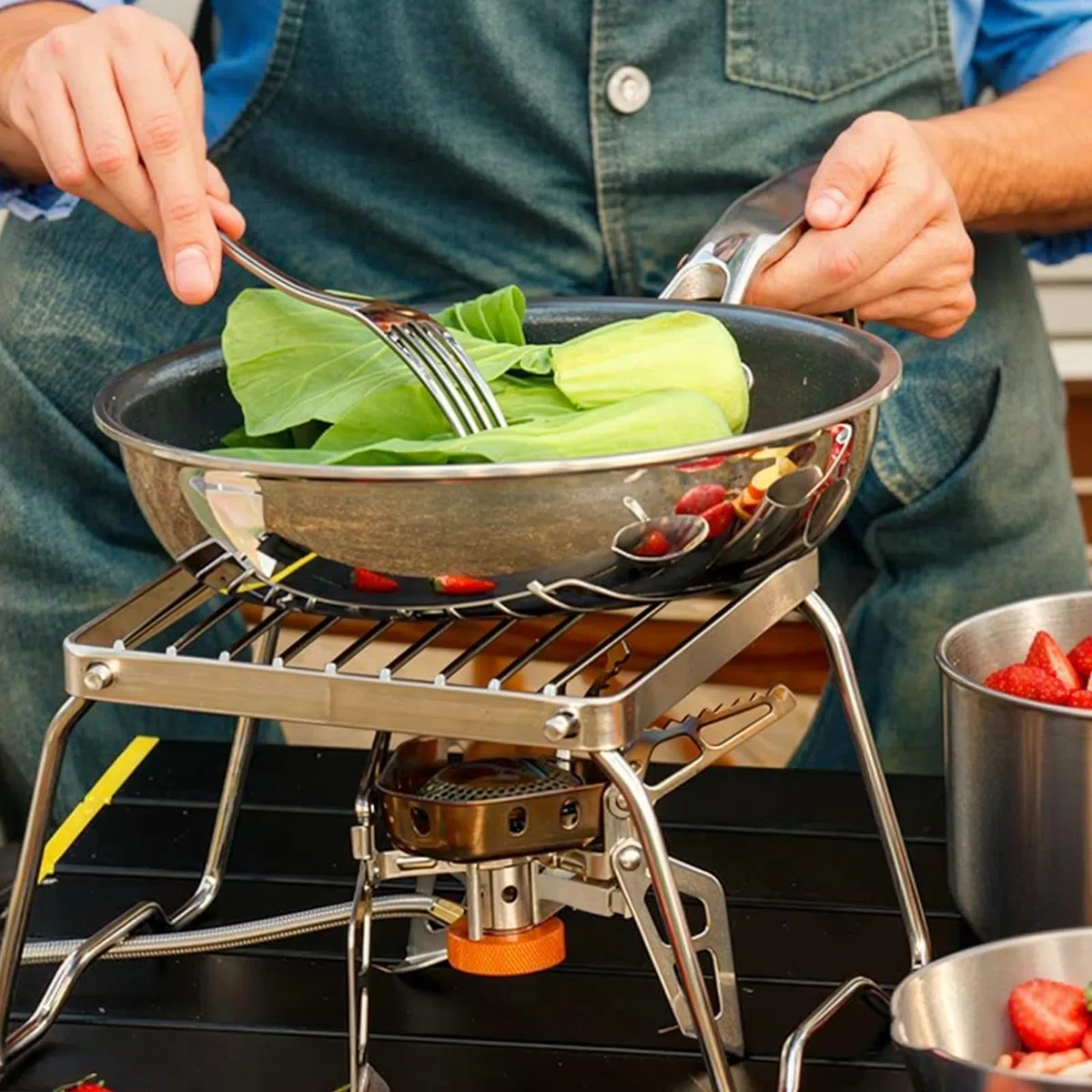 Parrilla de Camping, Soporte Plegable para Camping al Aire Libre, Soporte Ultraligero para Fogata de Acero Inoxidable, Parrilla Portátil para Camping, Senderismo, Barbacoa, Pesca