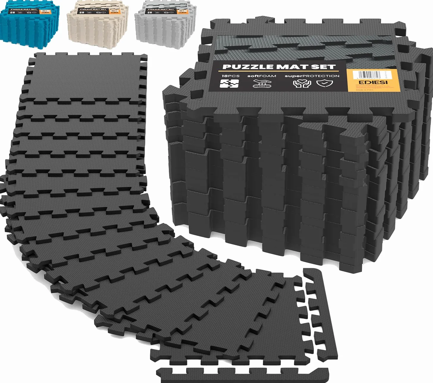 EDIESI, Suelo Gimnasio, Tatami, Ejercicio en Casa, para Maquinas de Deporte, Suelo Piscinas Desmontables, Colchoneta de Goma Eva, Alfombra Puzzle, Gym