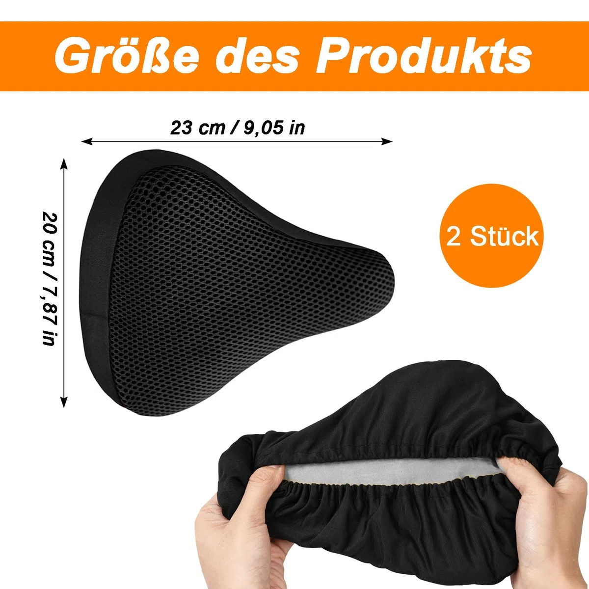 Funda de Sillín de Bicicleta, 2 piezas Funda Acolchada Transpirable Cómoda, Cojín de Bicicleta para Hombre y Mujer, Accesorios para Bicicletas, para Bicicletas de Carretera, Montaña y Ciudad, Negro