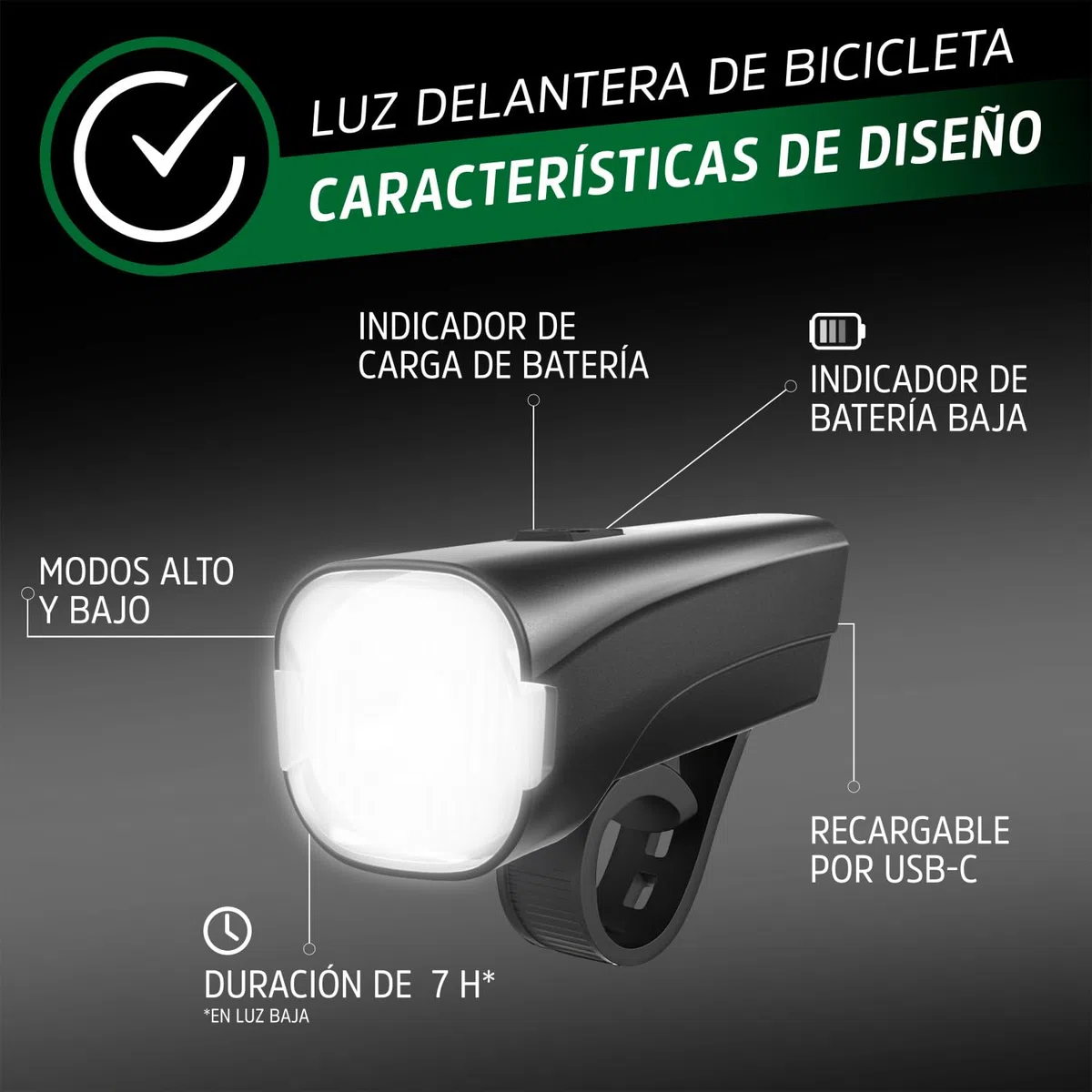 Energizer Set de Luces LED Recargables para Bicicleta, Delantera y Trasera, 250 lúmenes, Carga USB, Faro y luz Trasera para Ciclismo Nocturno