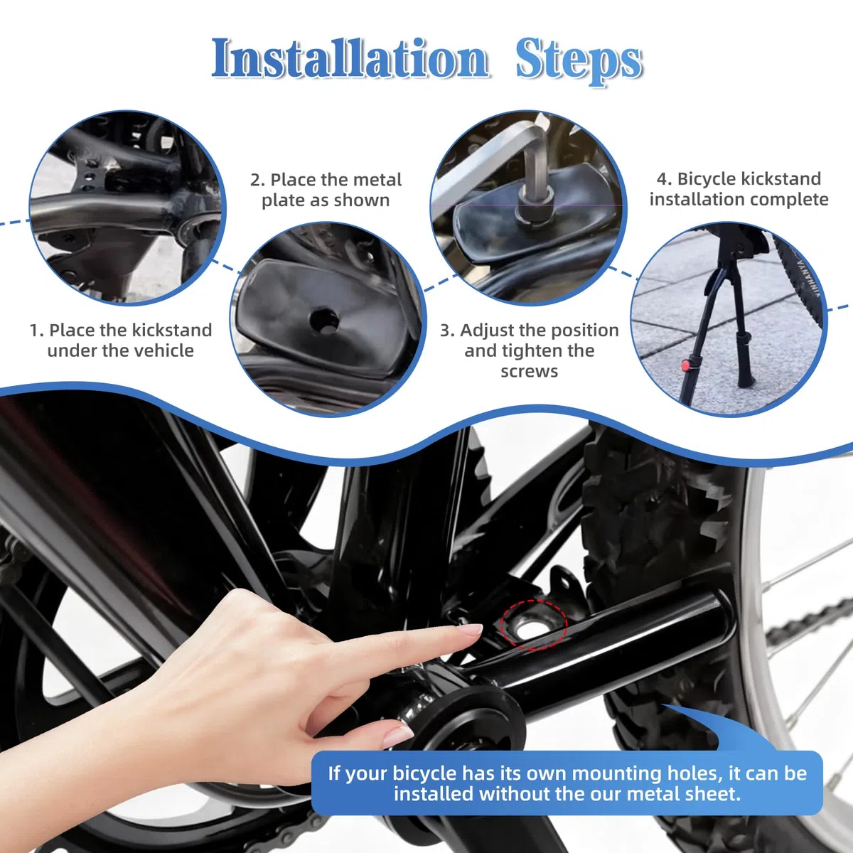 Soporte para bicicleta con dos patas, altura ajustable, 24-29 pulgadas, soporte para bicicleta de dos patas, capacidad de carga de 30 kg, soporte para bicicleta de ciudad, MTB y bicicletas de