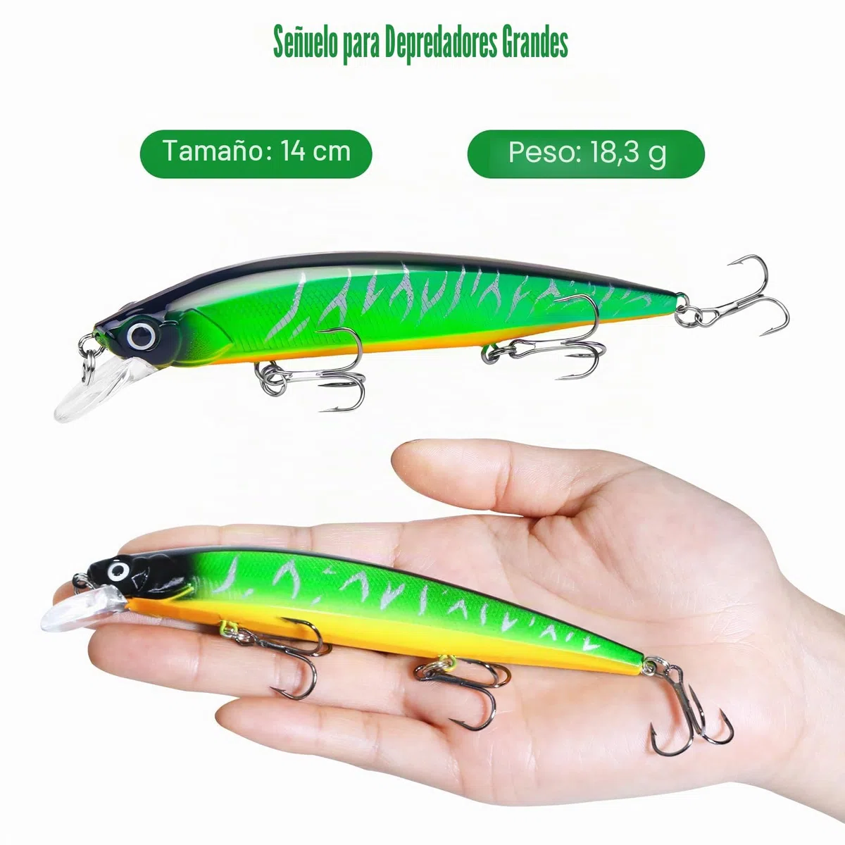 5 Piezas Señuelos Pesca, Señuelos Spinning de Pesca con Anzuelos Triples, Señuelos de Pesca para la Pesca de Peces Depredadores, anzuelos de Pesca para Agua Dulce y Salada