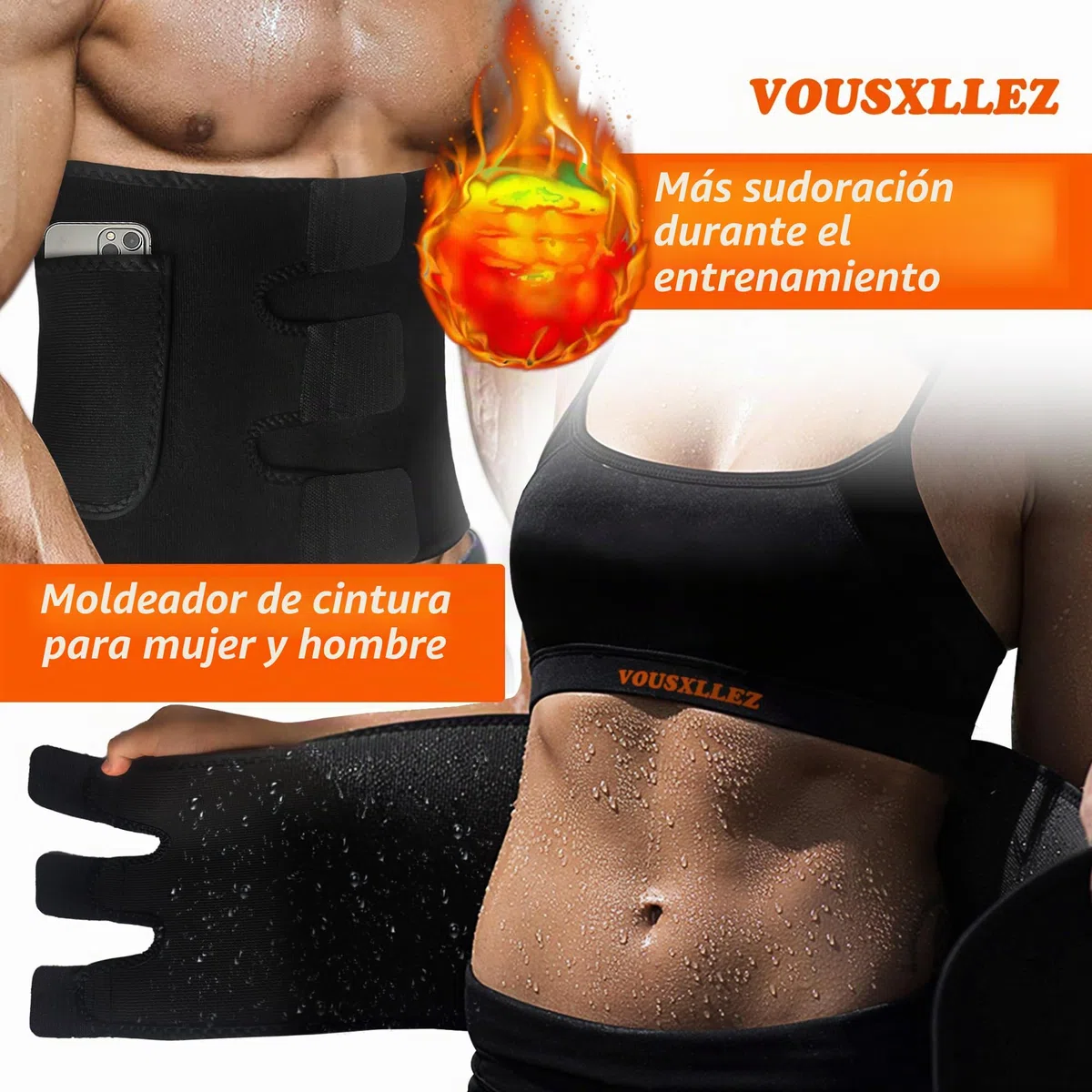 Faja Reductora Hombre Mujer,Faja Abdominal,Efecto Sauna para Sudar,Lumbar y Abdominal para Deportiva,Fitness,Postparto