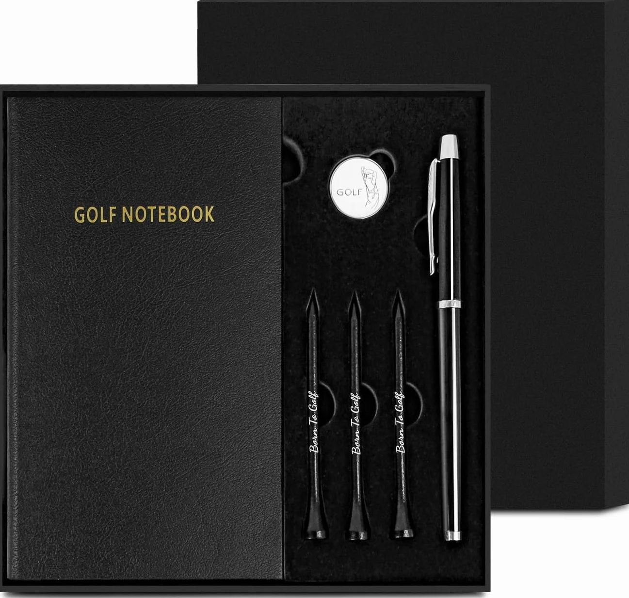 Kofull Tarjeta de Puntuación de Golf con Bolígrafo, Marcador de Pelota y Camisetas, Regalos de Golf para Hombres