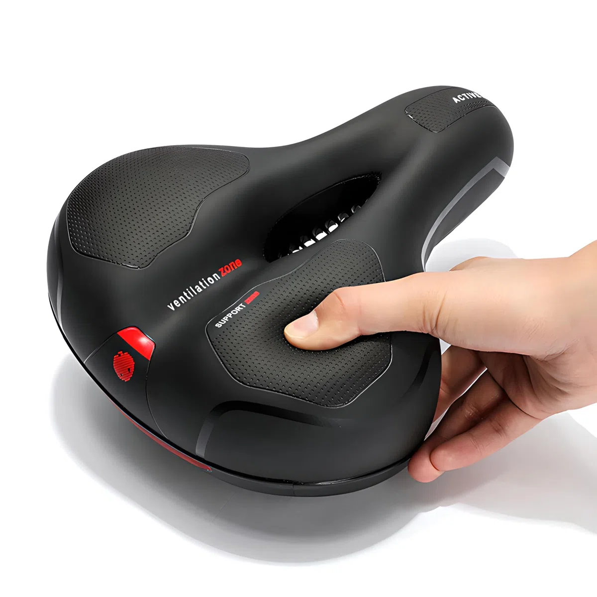 Retoo Sillín de bicicleta con espuma viscoelástica cómoda y suave, asiento de bicicleta con cubierta impermeable, ergonómico, ancho, transpirable, cómodo, amortiguador de golpes, para bicicleta de
