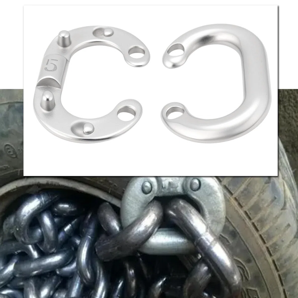 5 eslabones de cadena de conexión dividida de acero inoxidable 316 de 5 mm, conector de eslabones de cadena resistente, conexión dividida en C para conexión de cadena, grado marino