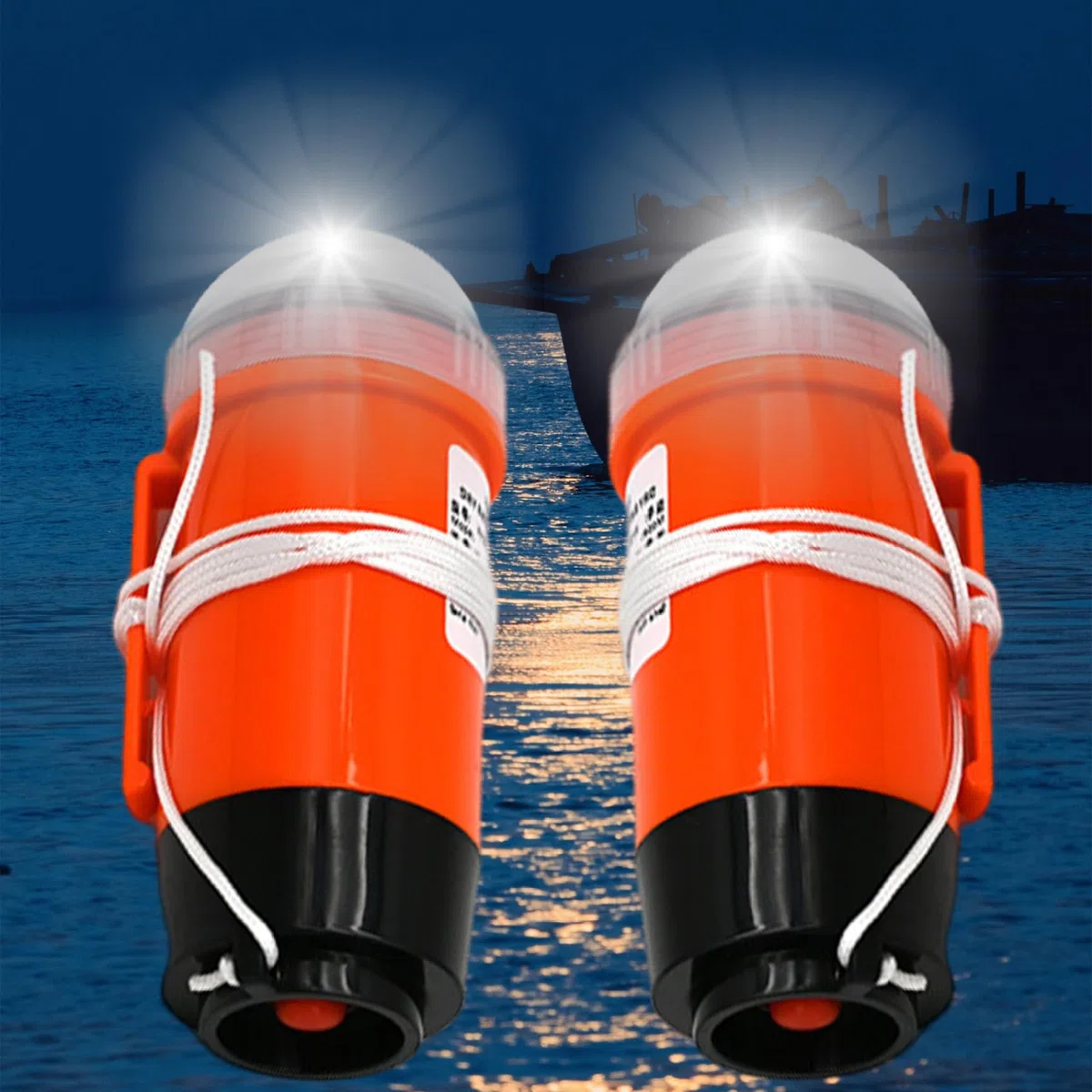Luz de localización de sobrevivientes automático, luz de chaleco salvavidas de 2 piezas, luces estroboscópicas europesas e impermeables, localización de sobrevivientes automáticos para tubos, rafting