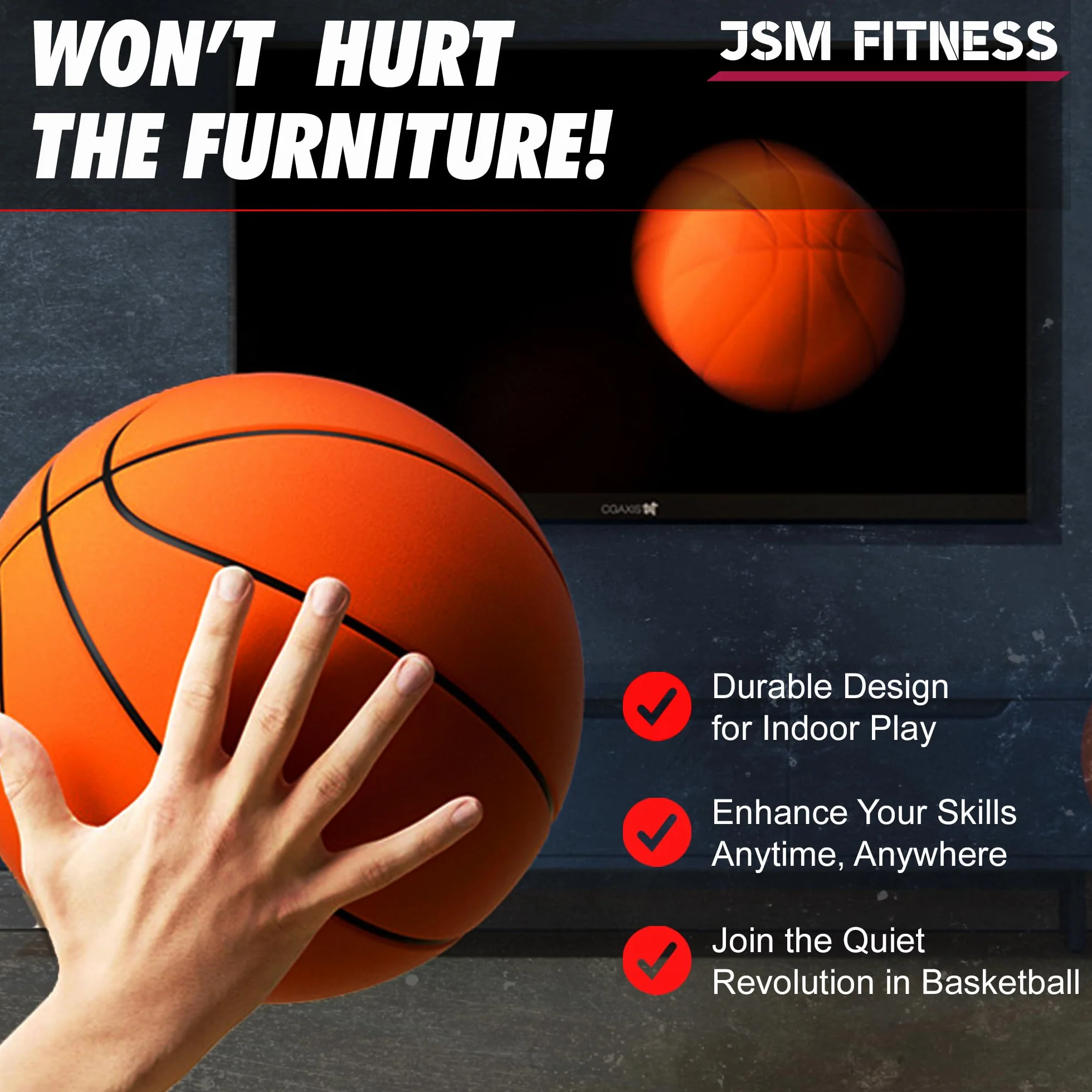 Pelota Baloncesto Silenciosa Tamaño 7 – 24cm Silent Basketball de Espuma de Alta Densidad – Balón Airless para Entrenamiento Interior – Pelota Baloncesto Muda para Niños y Adultos