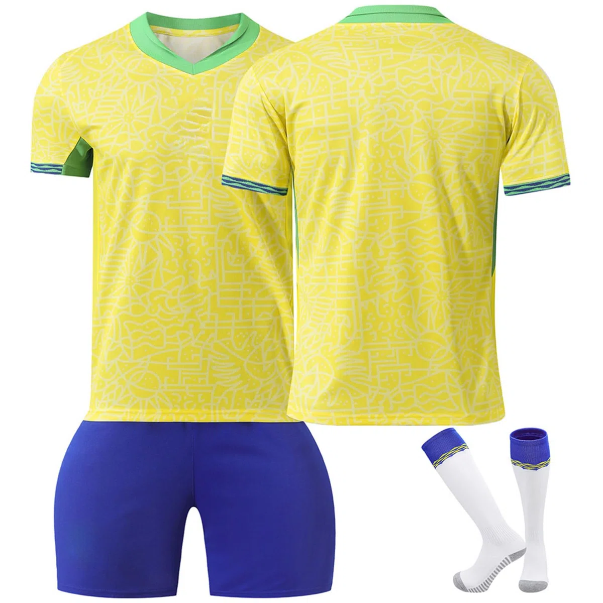 Camiseta Brasil Personalizadas Nombre y Número para Hombres y Niño, equipación Fútbol DIY Nombre y Número con Camiseta de Fútbol Pantalón Corto y Calcetines