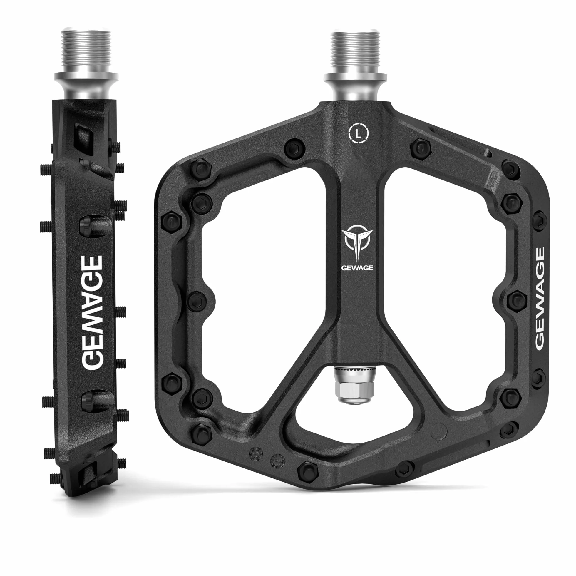 GEWAGE Pedales de Bicicleta de montaña, Fibra de Nailon MTB Antideslizantes, 9/16 ", Plataforma Planos Ligeros y Anchos