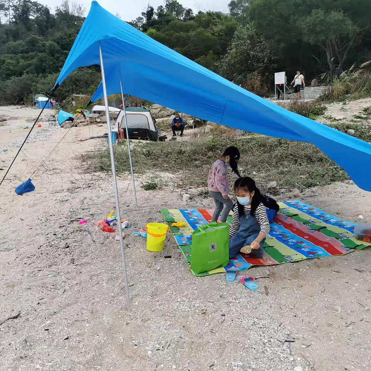 Bastones de aluminio de licra, cubierta ajustable para toldo, varillas telescópicas para sombrilla de playa, postes portátiles y ligeros para tienda de campaña para camping, mochileros y toldos