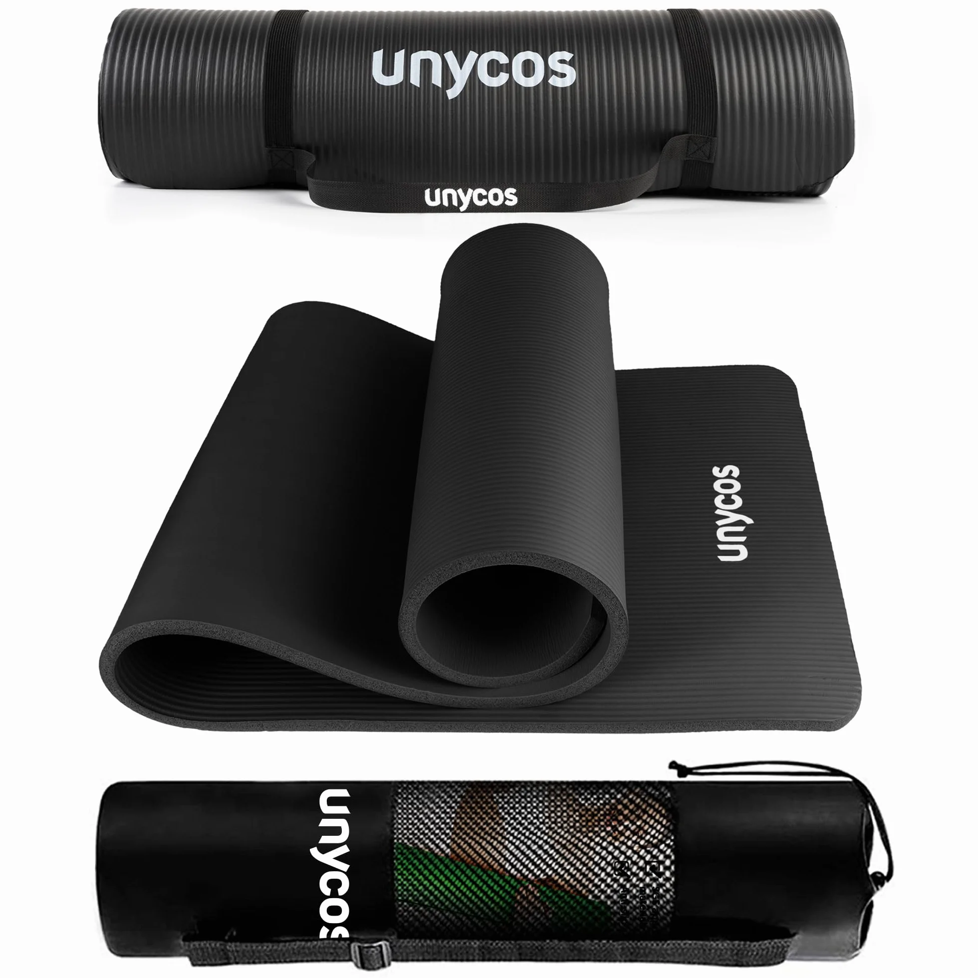 unycos Esterilla de Yoga NBR Poliéster Antideslizante Alta Densidad 10/15 mm Hipoalergénica