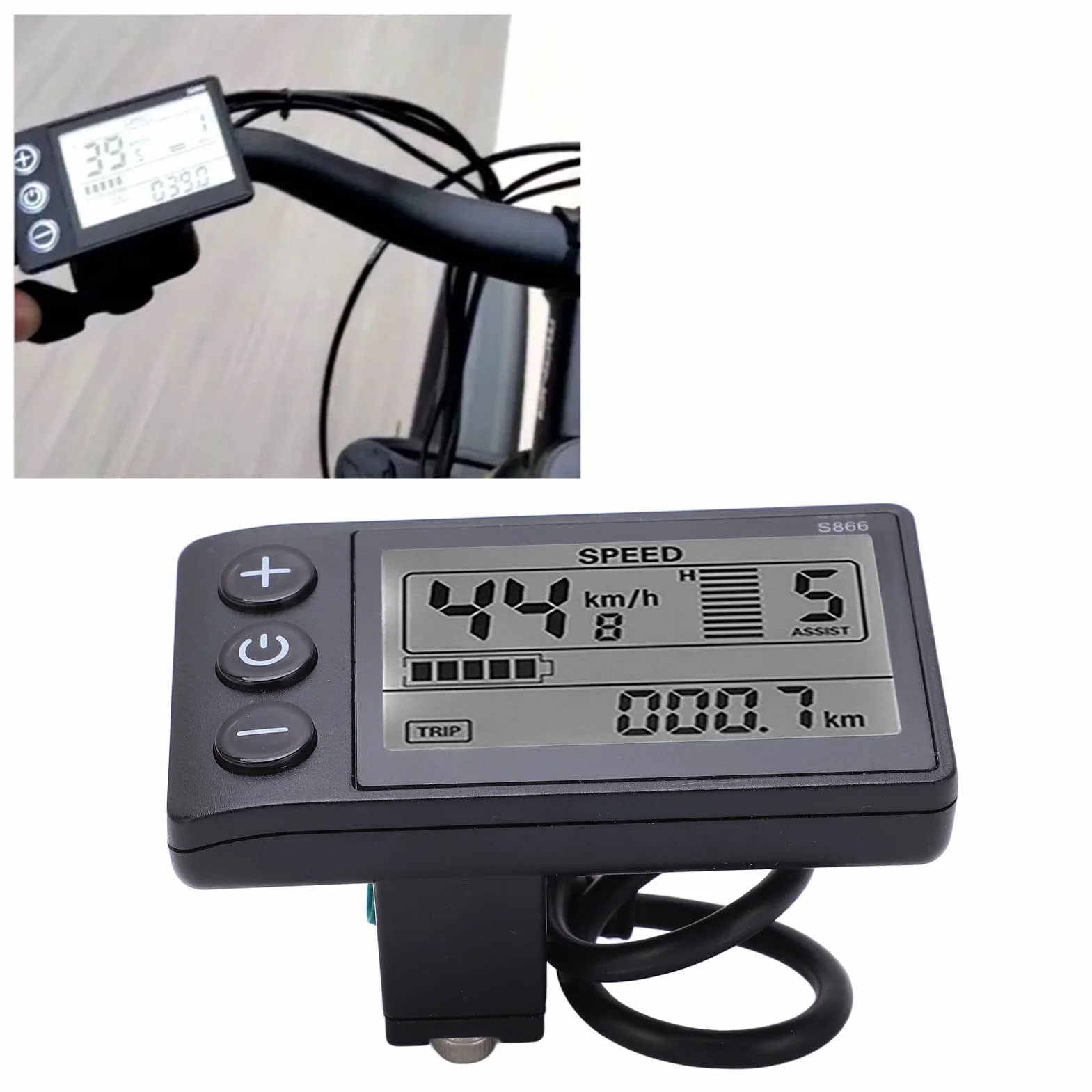 Cuifati Medidor de Pantalla LCD Eléctrico con Luz de Fondo, Velocímetro de Bicicleta Eléctrica a Prueba de Agua, Medidor de Pantalla Ebike Multifuncional, Ligero, Larga Vida útil
