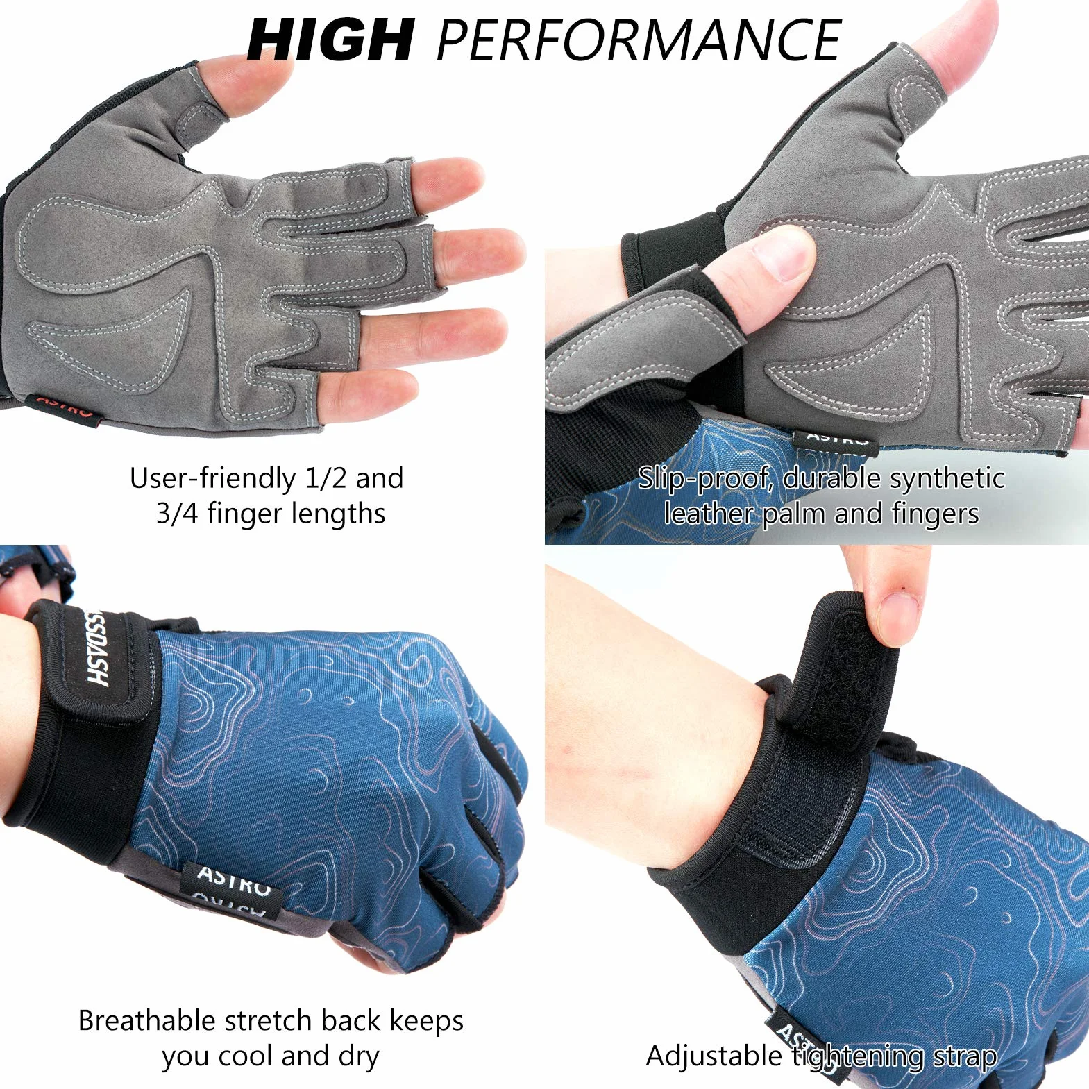 Bassdash Astro Heavy-Duty Sure Grip Guanti da Pesca Uomo Donna Guanti Senza Dita per Pesca Sportiva Kayak Paddling Vela MTB