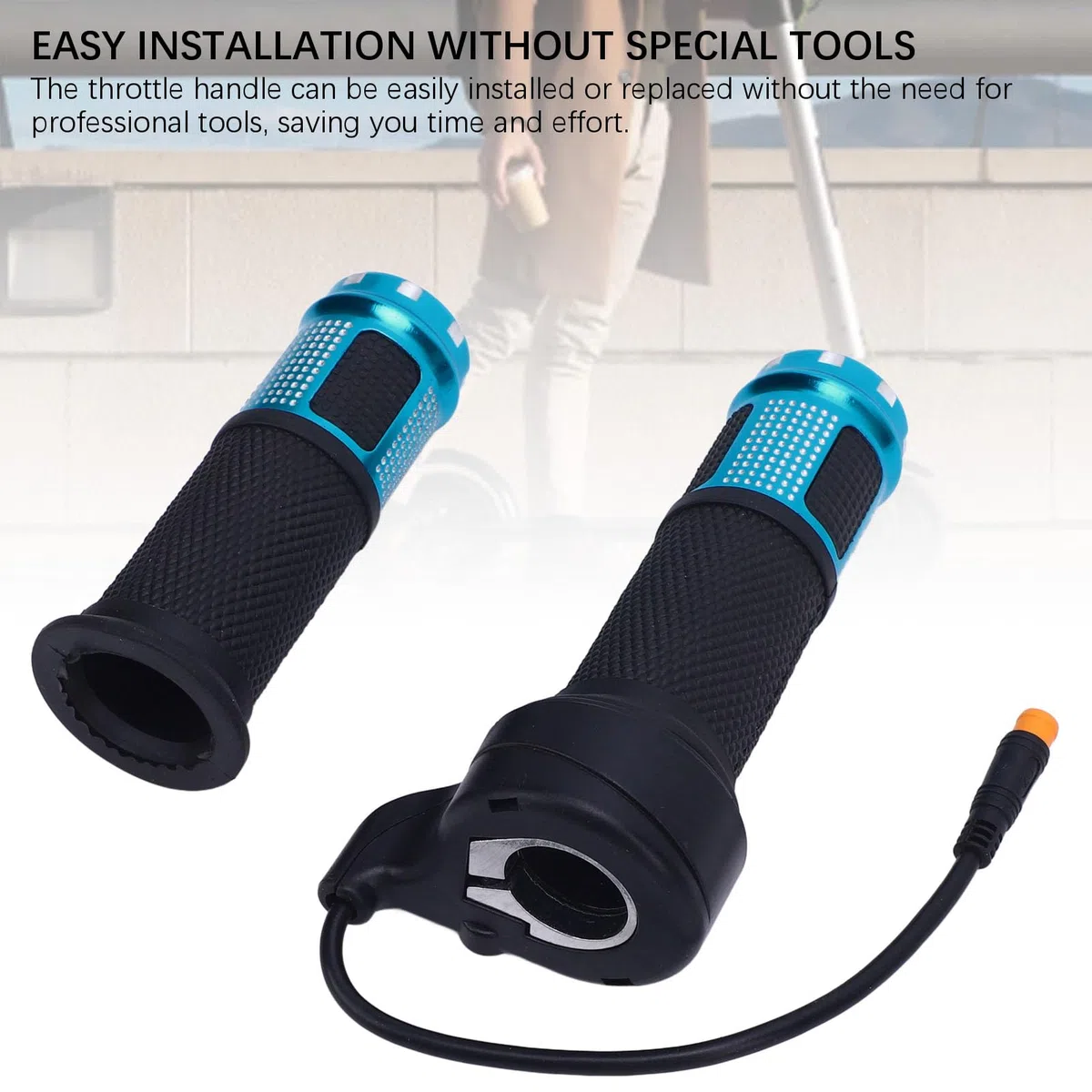 lyrlody Mango de gas para scooter eléctrico, aleación de aluminio impermeable y mango giratorio ABS con pantalla de voltaje de batería LCD, para SmartGyro KuKirin Feimi Scooter Eléctrico
