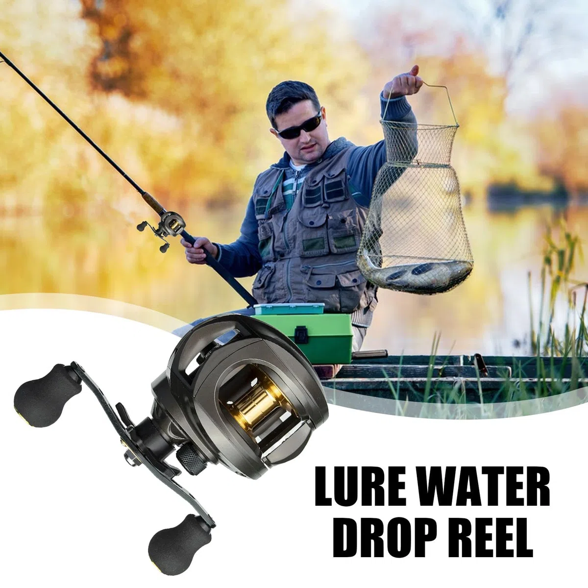 Baitcasting Reel, Baitcaster Fishing Reel - Carrete de caída de Agua de en el mar - Herramientas de Actividad de do al Aire Libre para Agua Salada de Agua Dulce, Suministros de Actividad